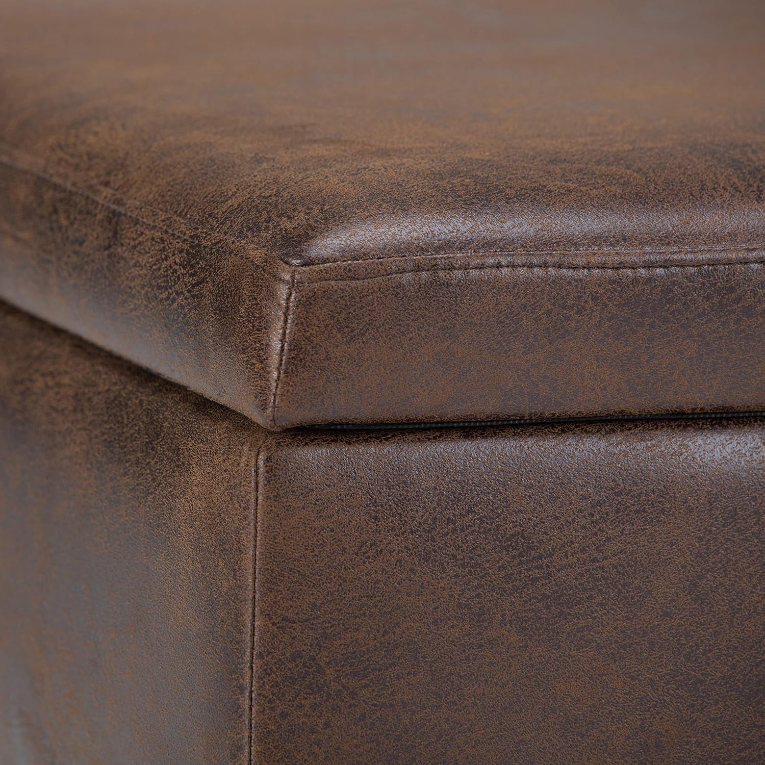 Owen Distressed Chestnut Brown Coffee Table Ottoman