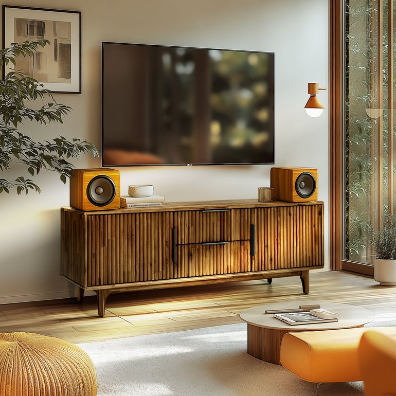 Megsu Bosk Wood Fluted TV Stand - 2 Colors