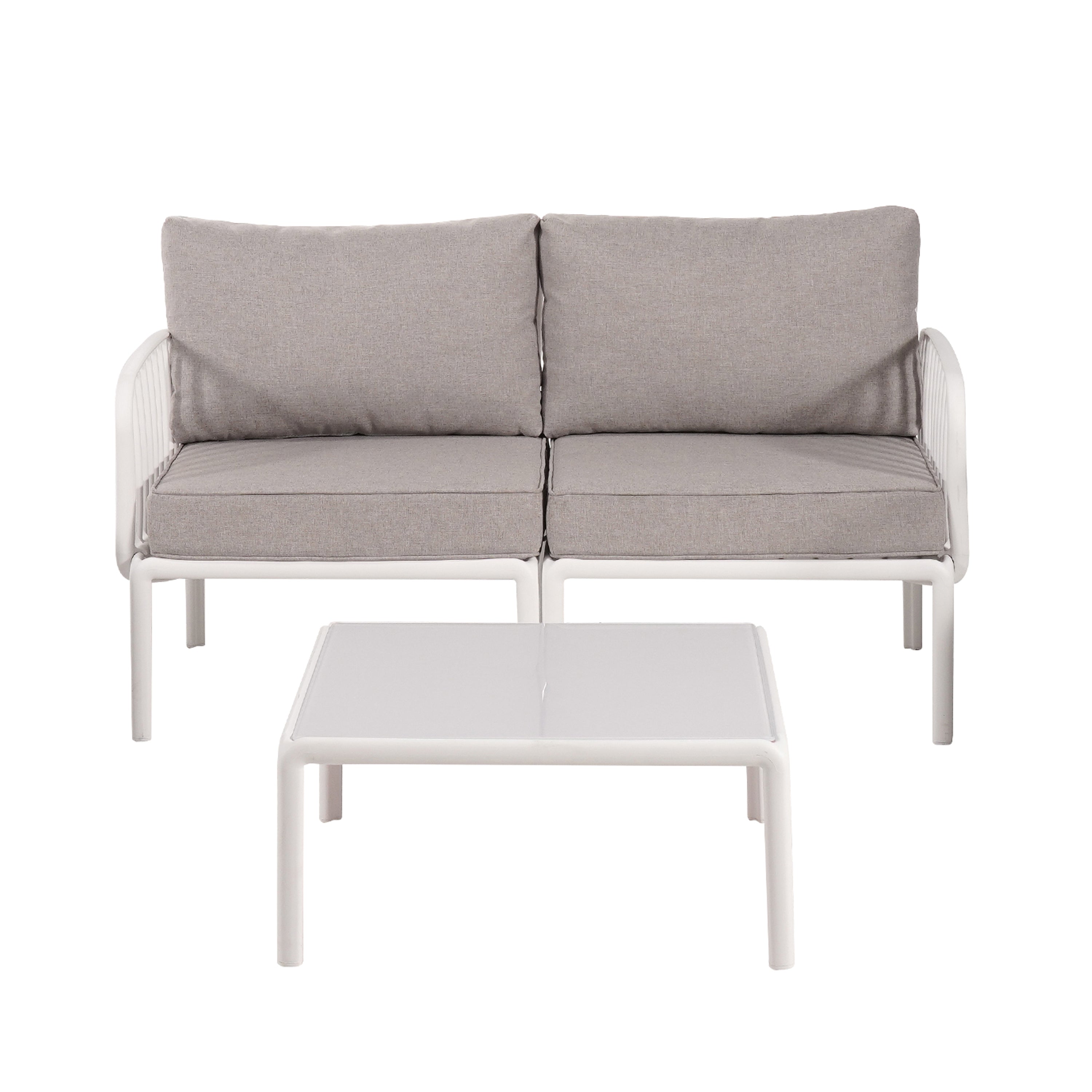3 Piece Patio Conversation Set - White & Gray