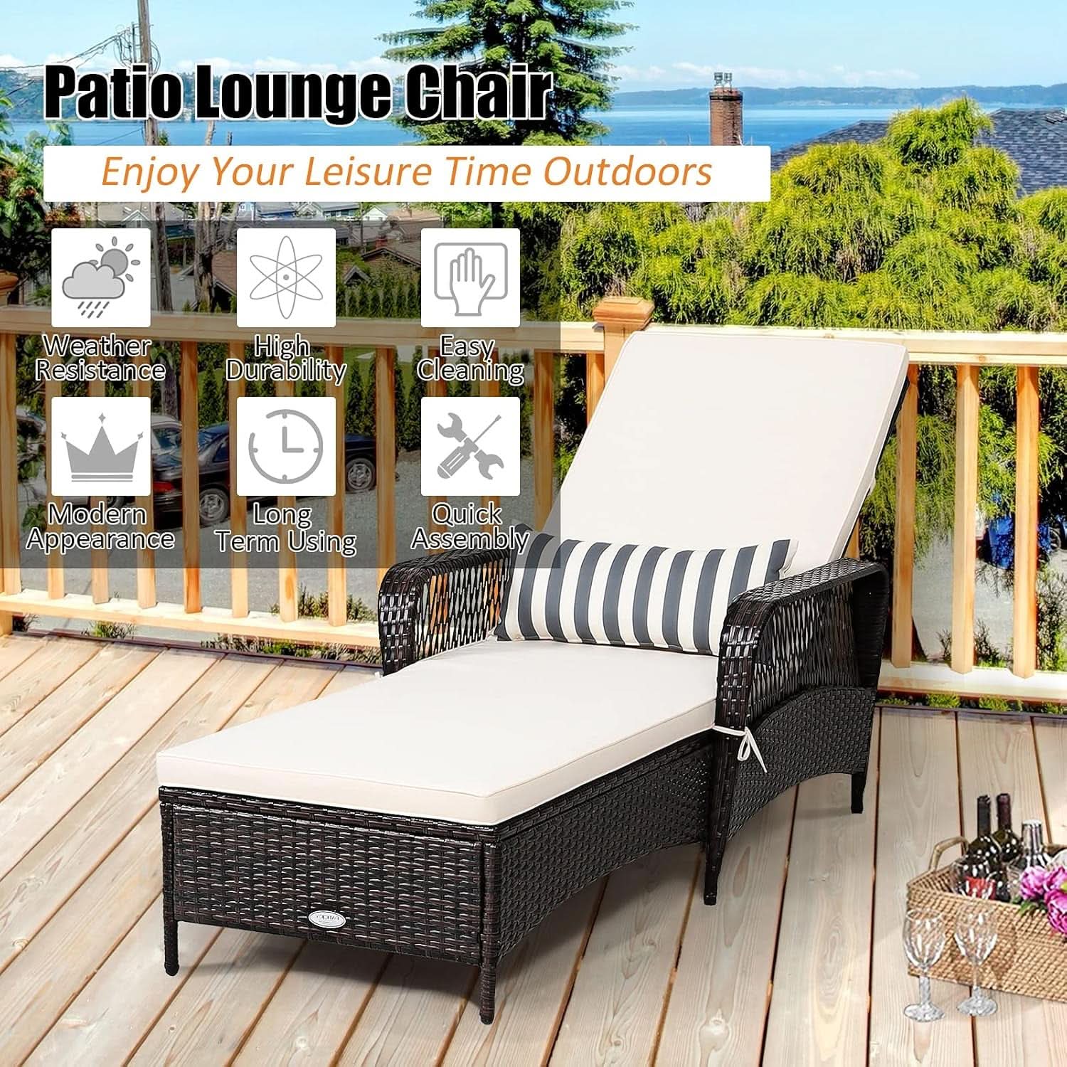 Adjustable Outdoor Chaise Lounge Chair