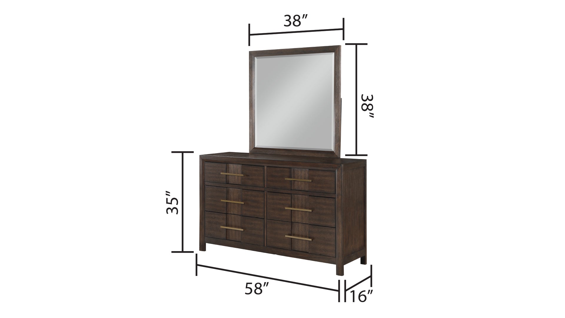 Modern 4 Piece Bedroom Set in Dark Walnut - King Size