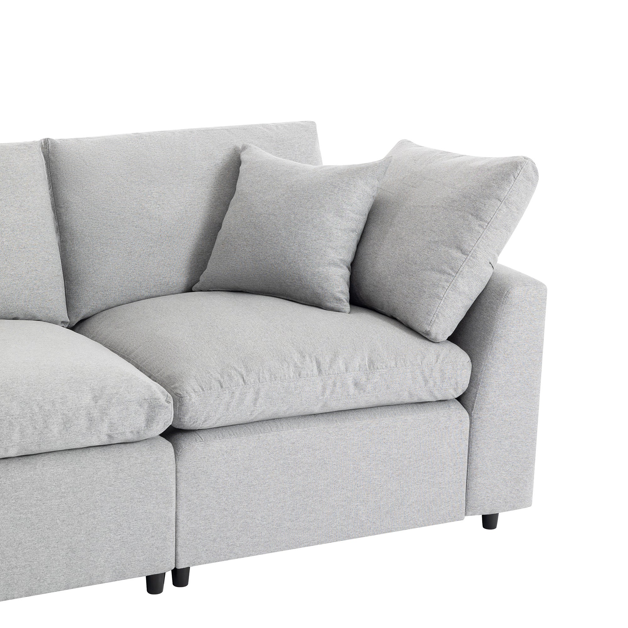 Down Filled Sectional Sofa in Grey