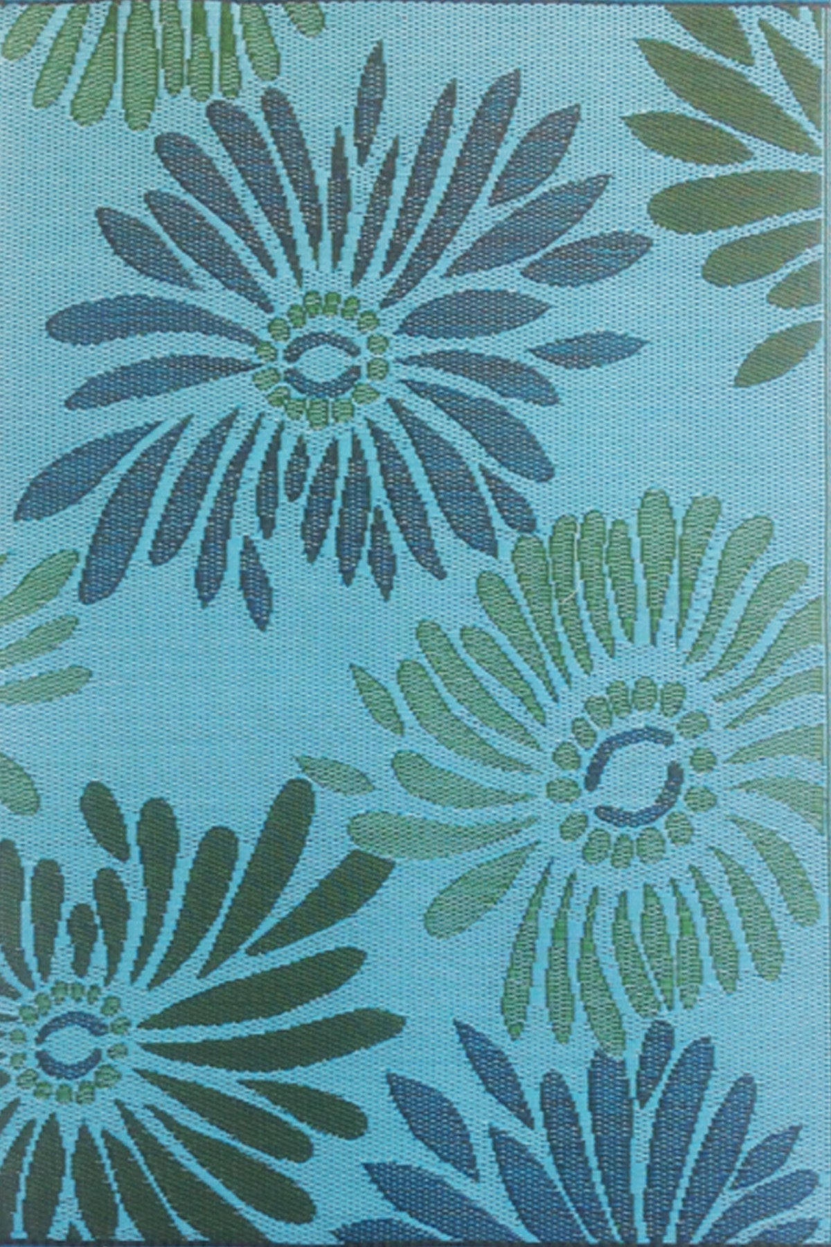 Daisy Aqua & Green Reversible Outdoor Mat