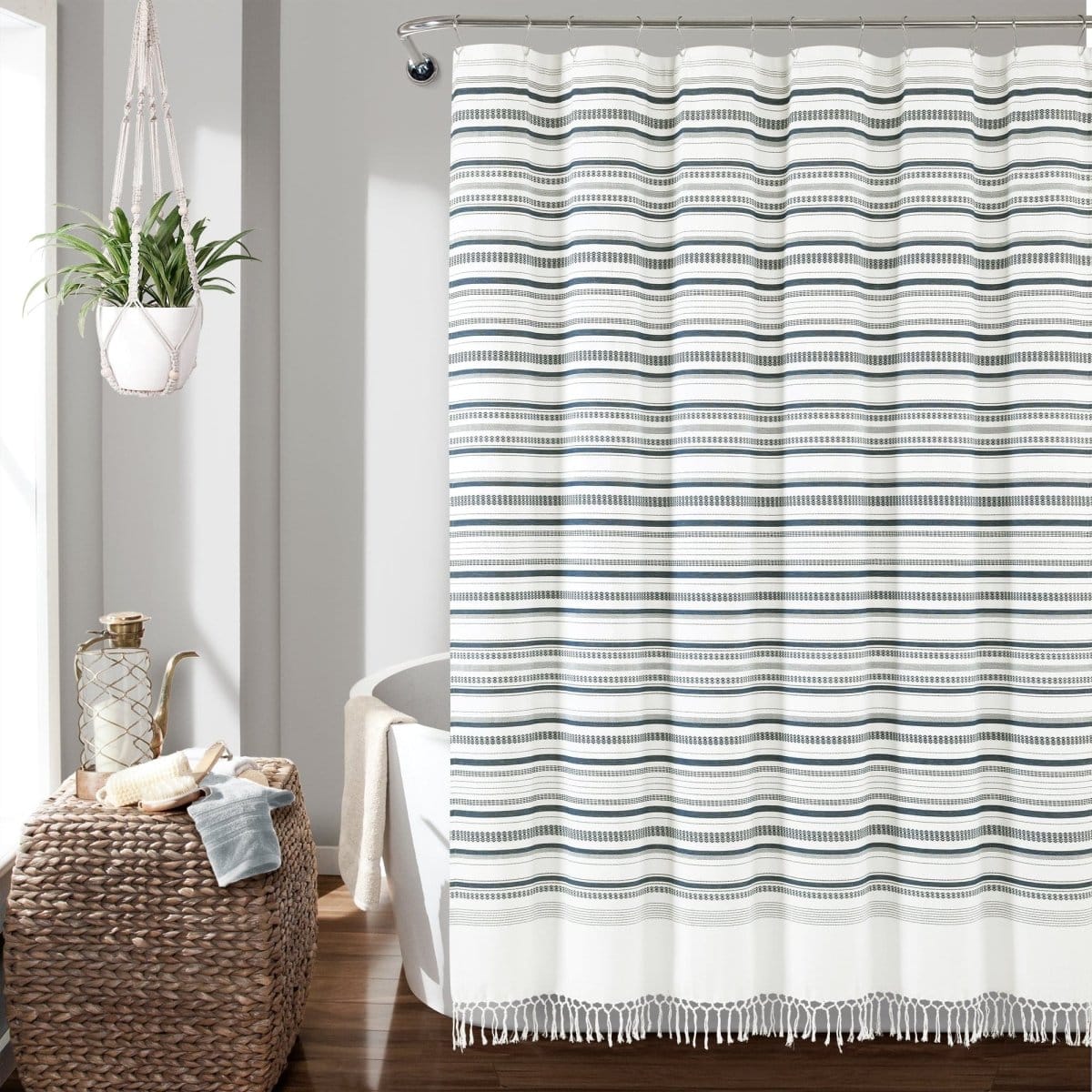 Urban Woven Yarn-Dyed Recycled Cotton Blend Shower Curtain