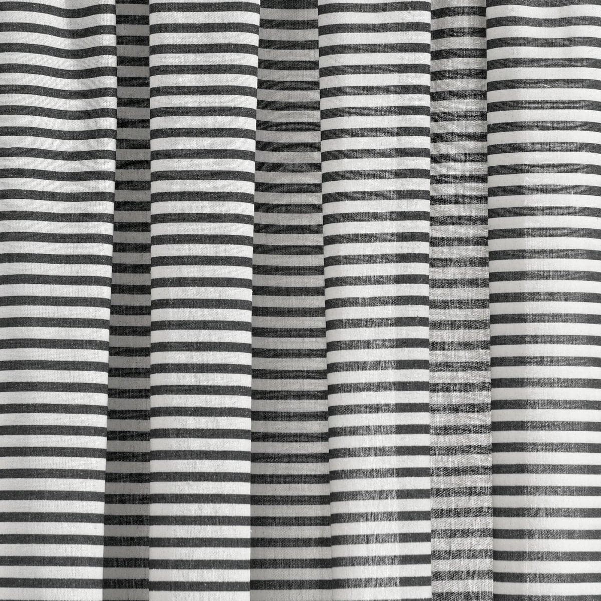Boho-Coastal Horizontal Ticking Stripe Tassel Window Curtain Panel Sets