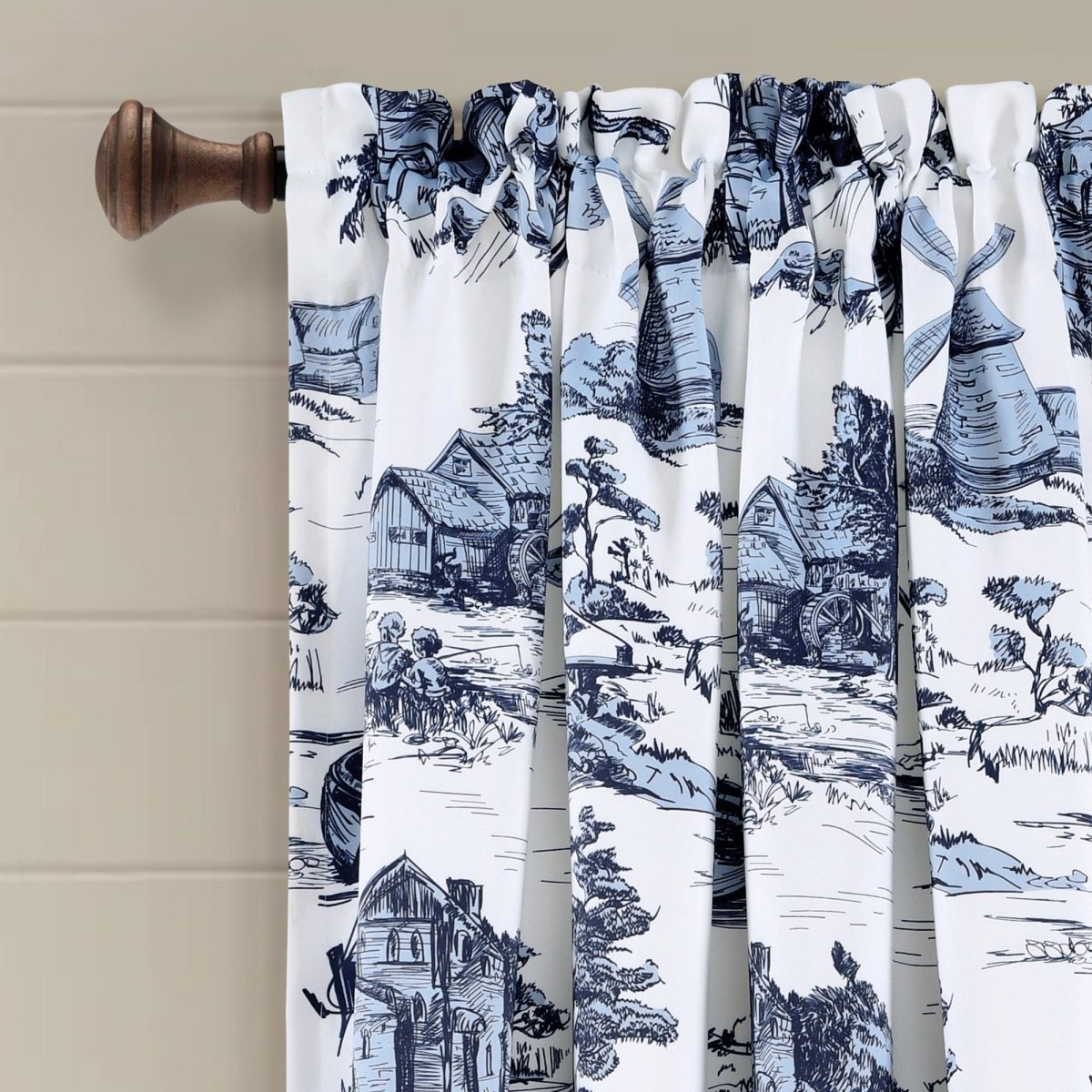 French Country Toile Room Darkening Window Curtain Sets