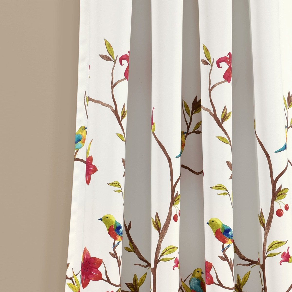 Neela Birds Light Filtering Window Curtain Panel Sets