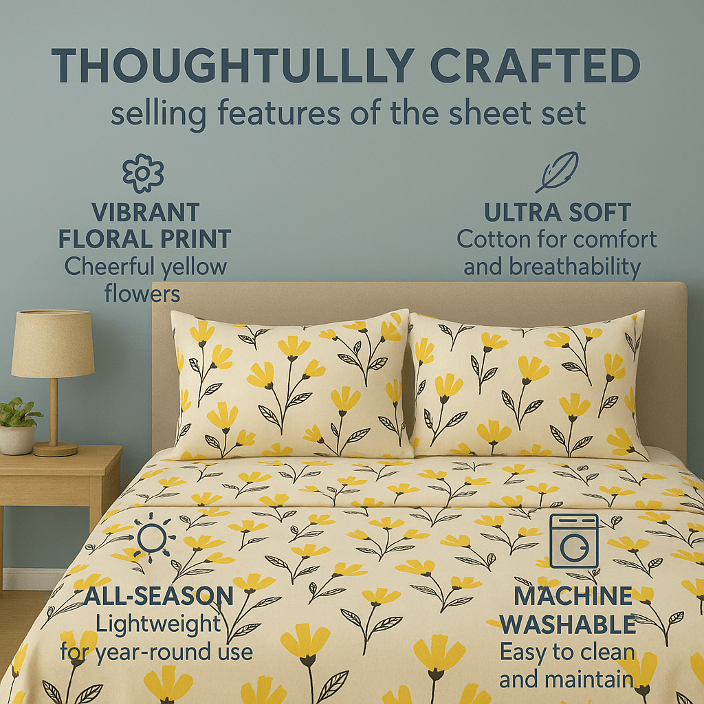 Yellow Fleur Sheet Set