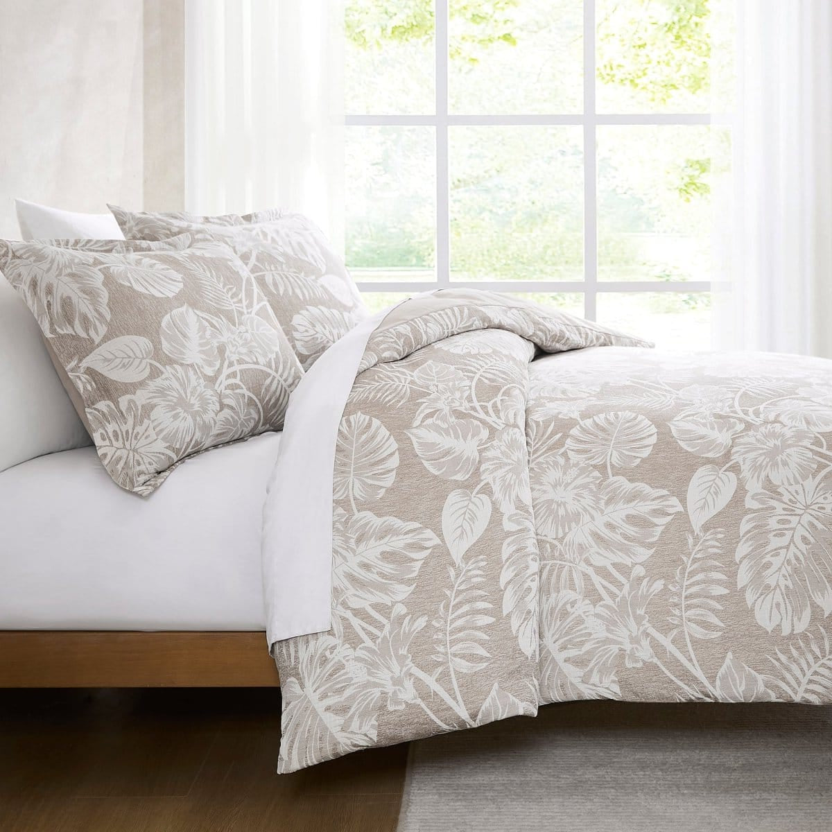 Bali Tropical Leaves Gauze Jacquard Duvet Cover Set