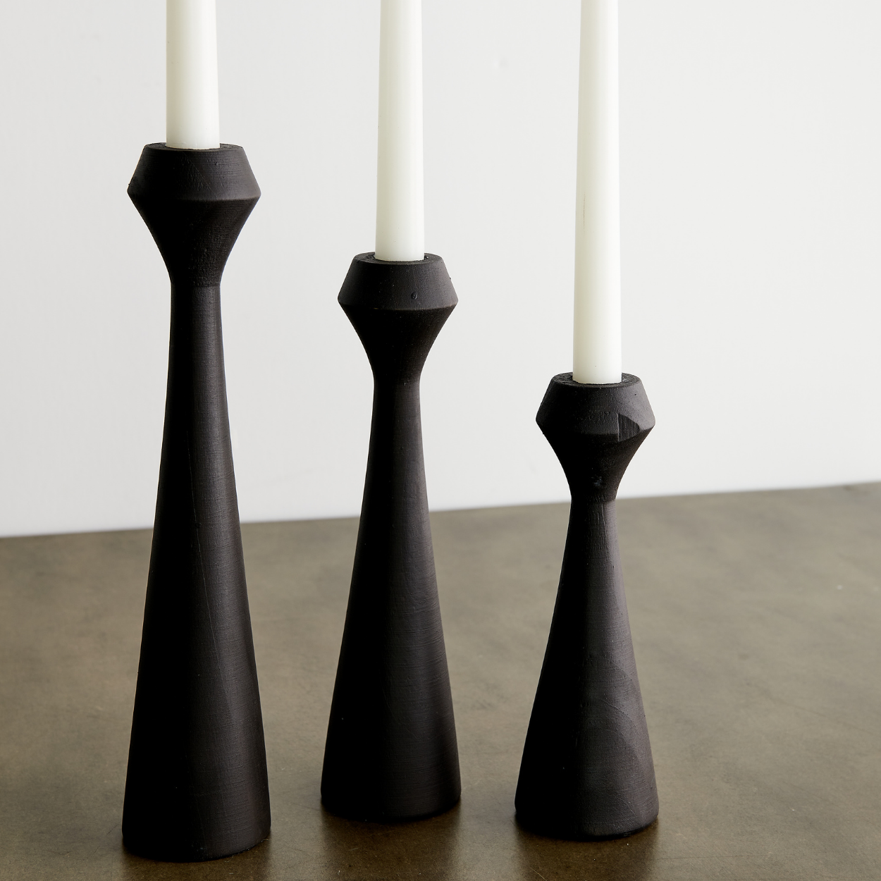 Tapered Diamond Wood Candle Holders