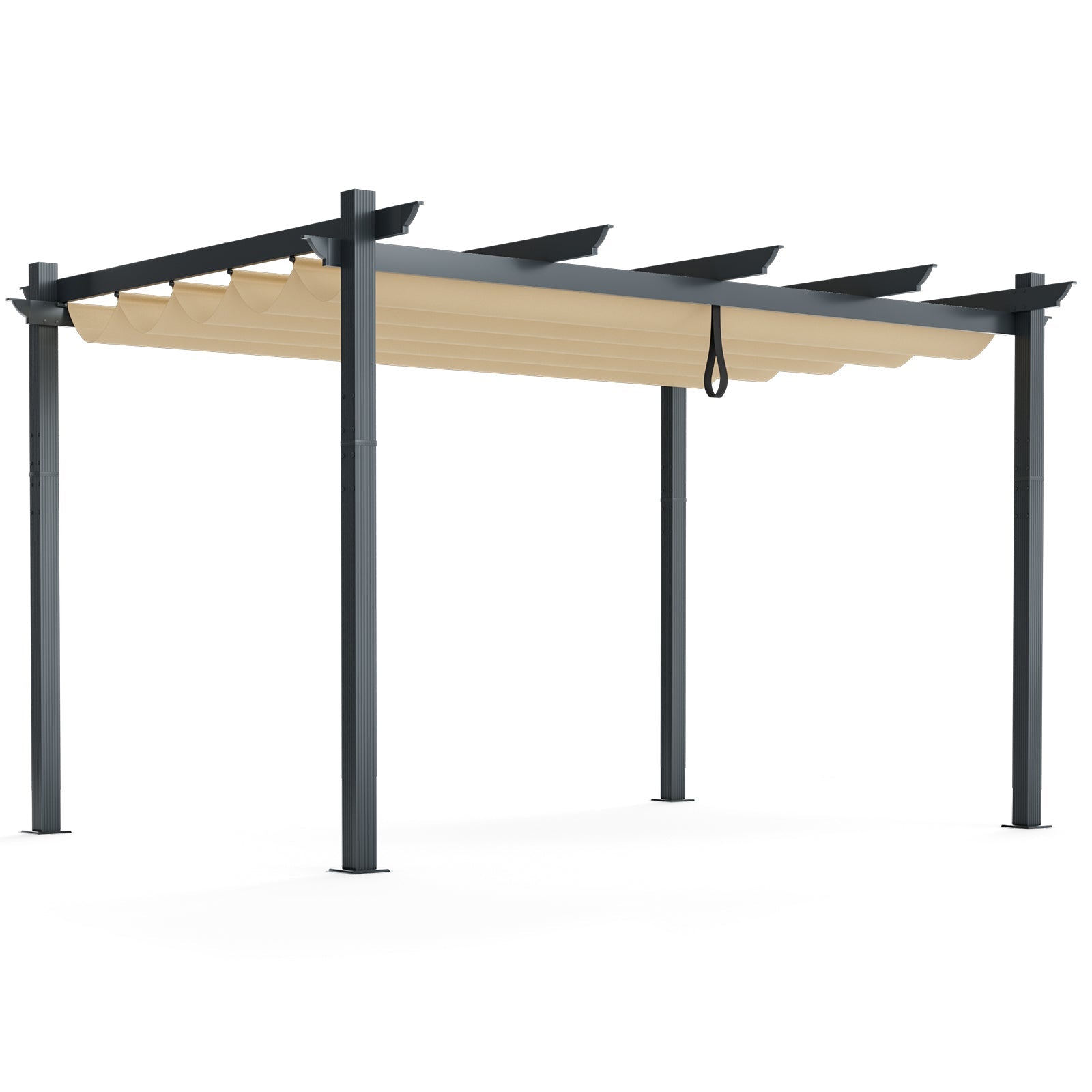 10 x 13 Ft Outdoor Aluminum Retractable Pergola Canopy Shelter - Beige or Gray