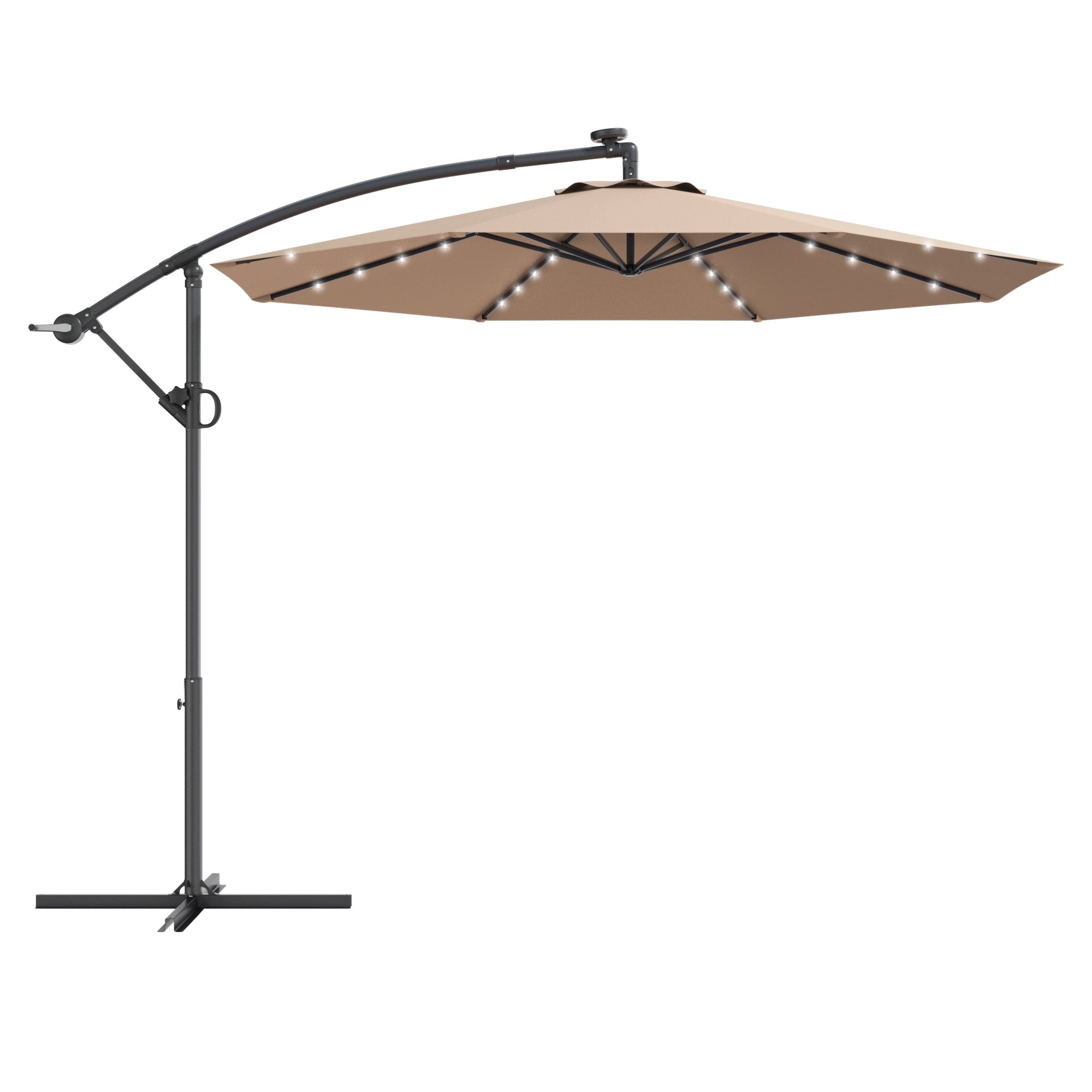 10 ft 360° Rotation Solar Powered LED Patio Offset Umbrella - 8 Colors