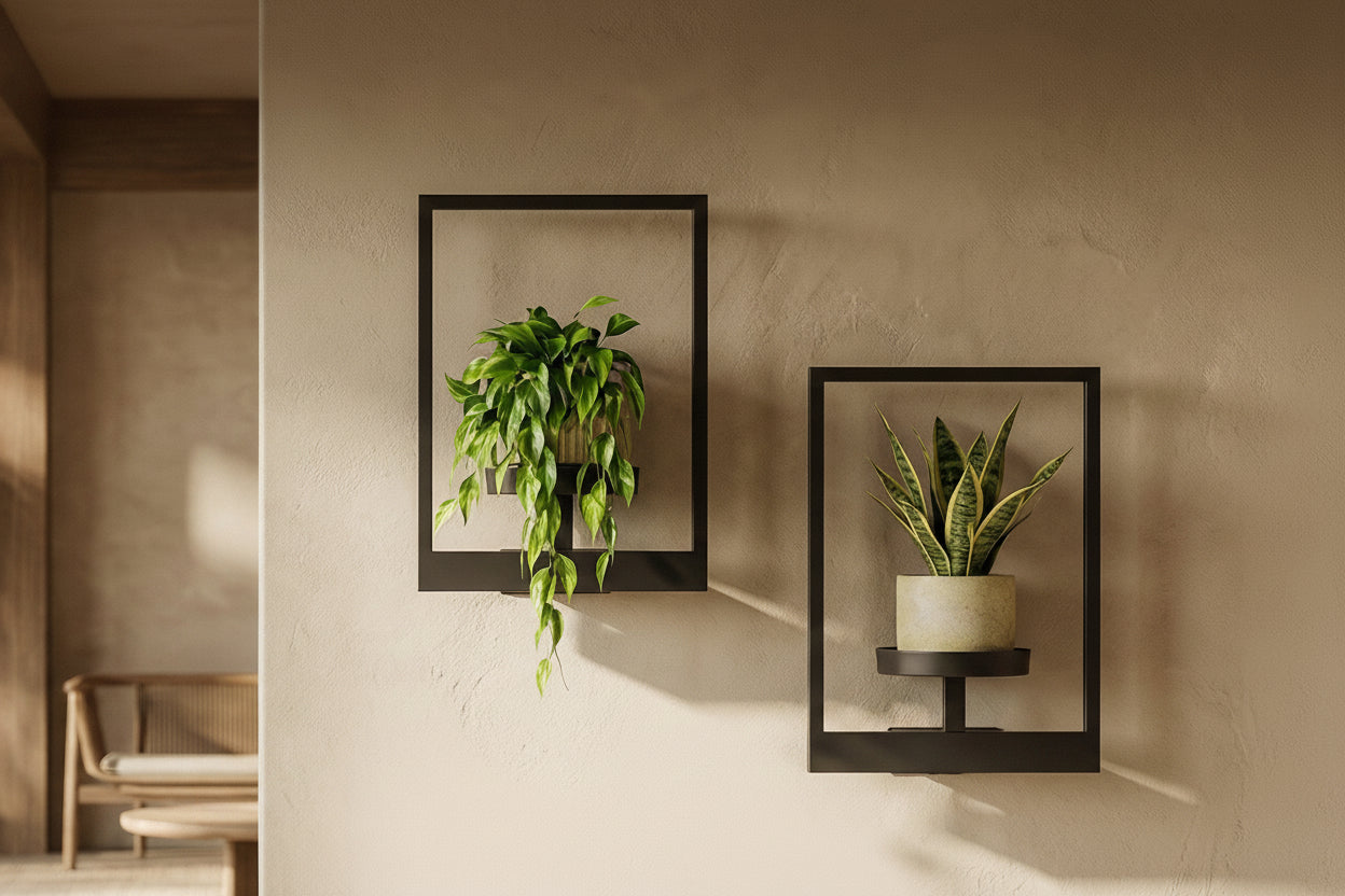 Metal Wall Frame with Shelf (2 pc Set)