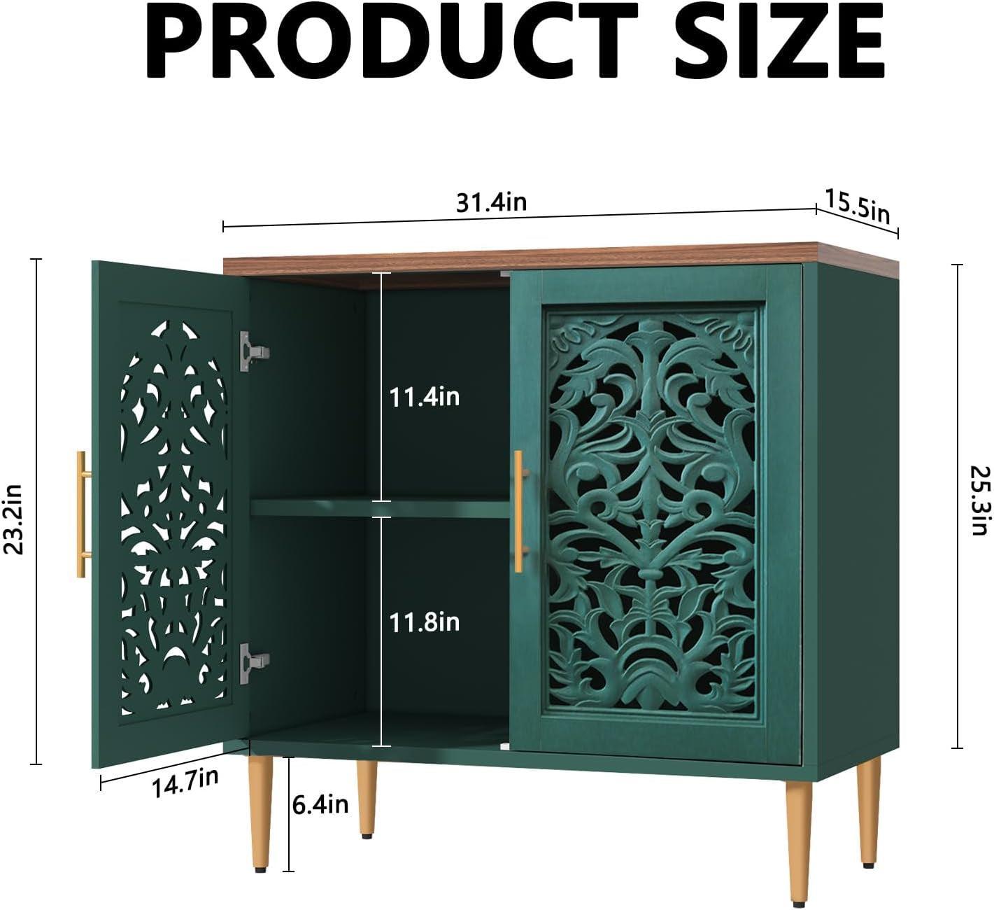 Green Carved Accent Cabinet