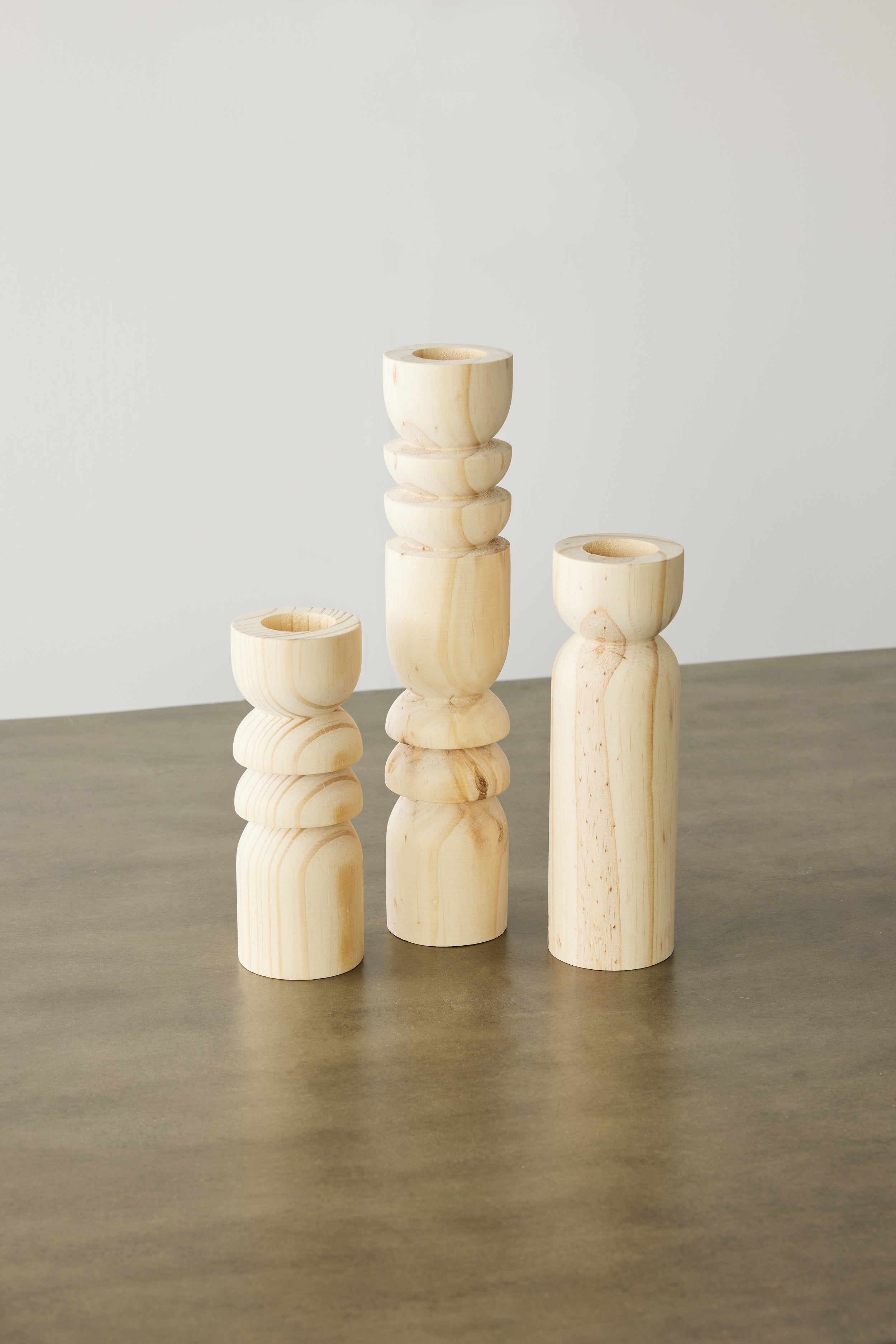 Abstract Wooden Tealight Totem Candle Holders