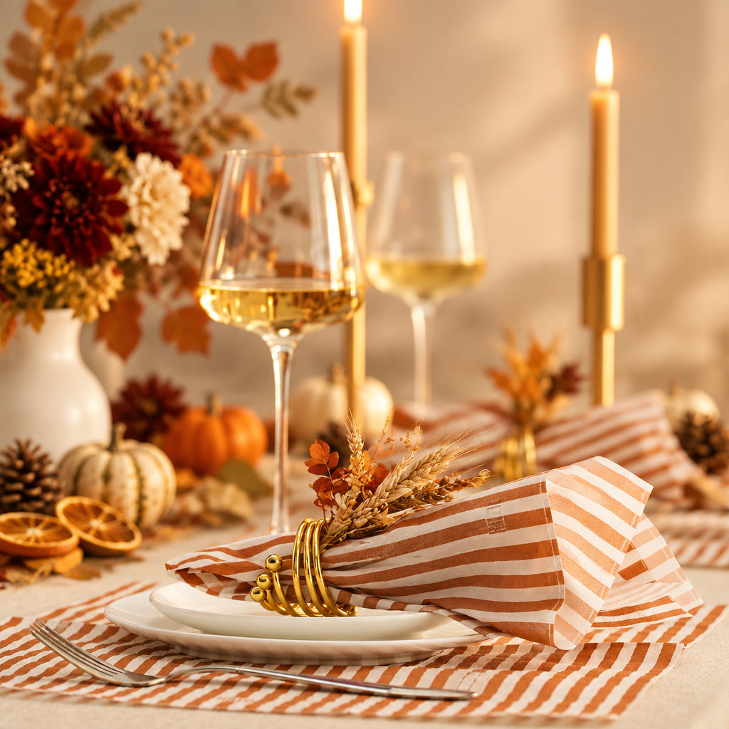 Set of 100 Tonal Striped Disposable Napkins - Orange