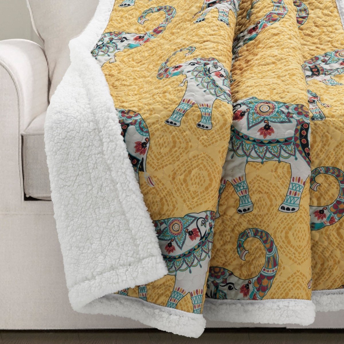 Hati Elephants Sherpa Throw - 3 Colors