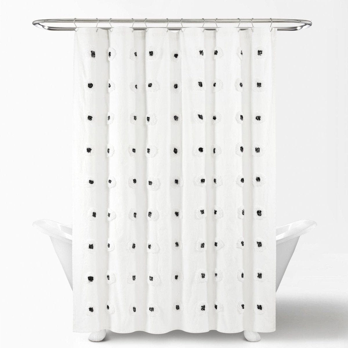 Boho Tufted Recycled Cotton Blend Shower Curtain