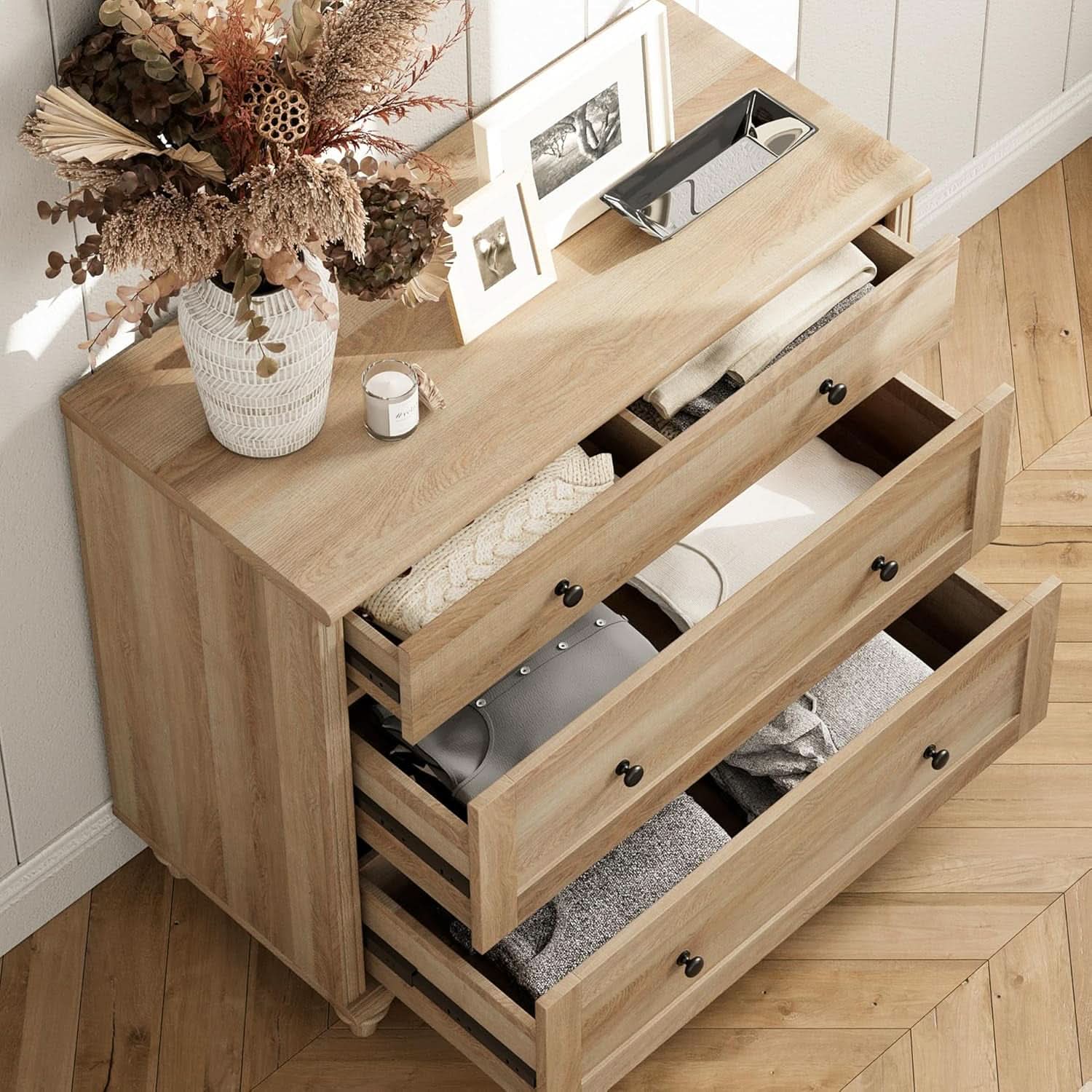 Oakwood Finish Office Suite - 56" Executive Desk With USB Charging + Bookcase