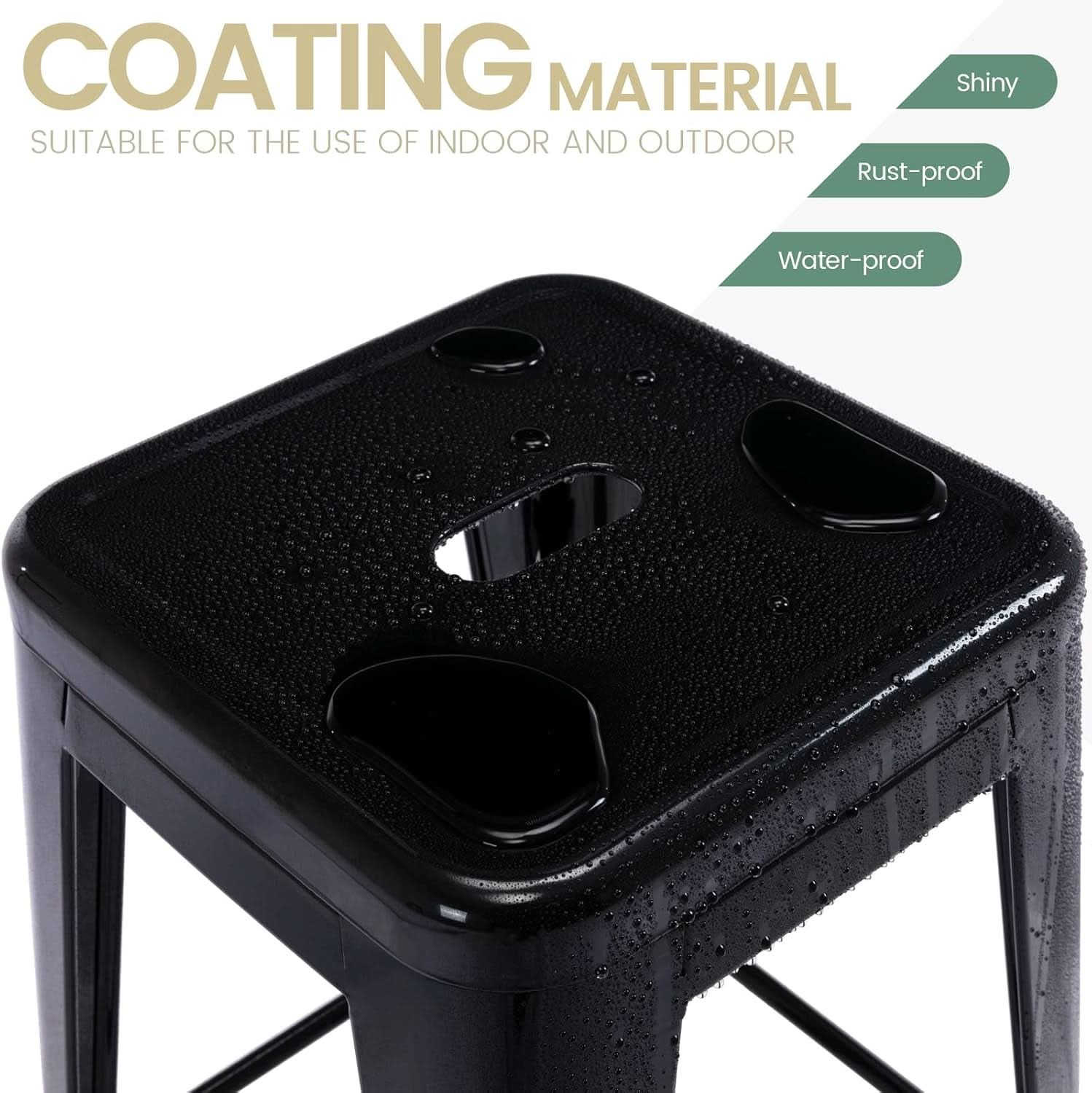 24" Black Metal Bar Stools - Set of 2