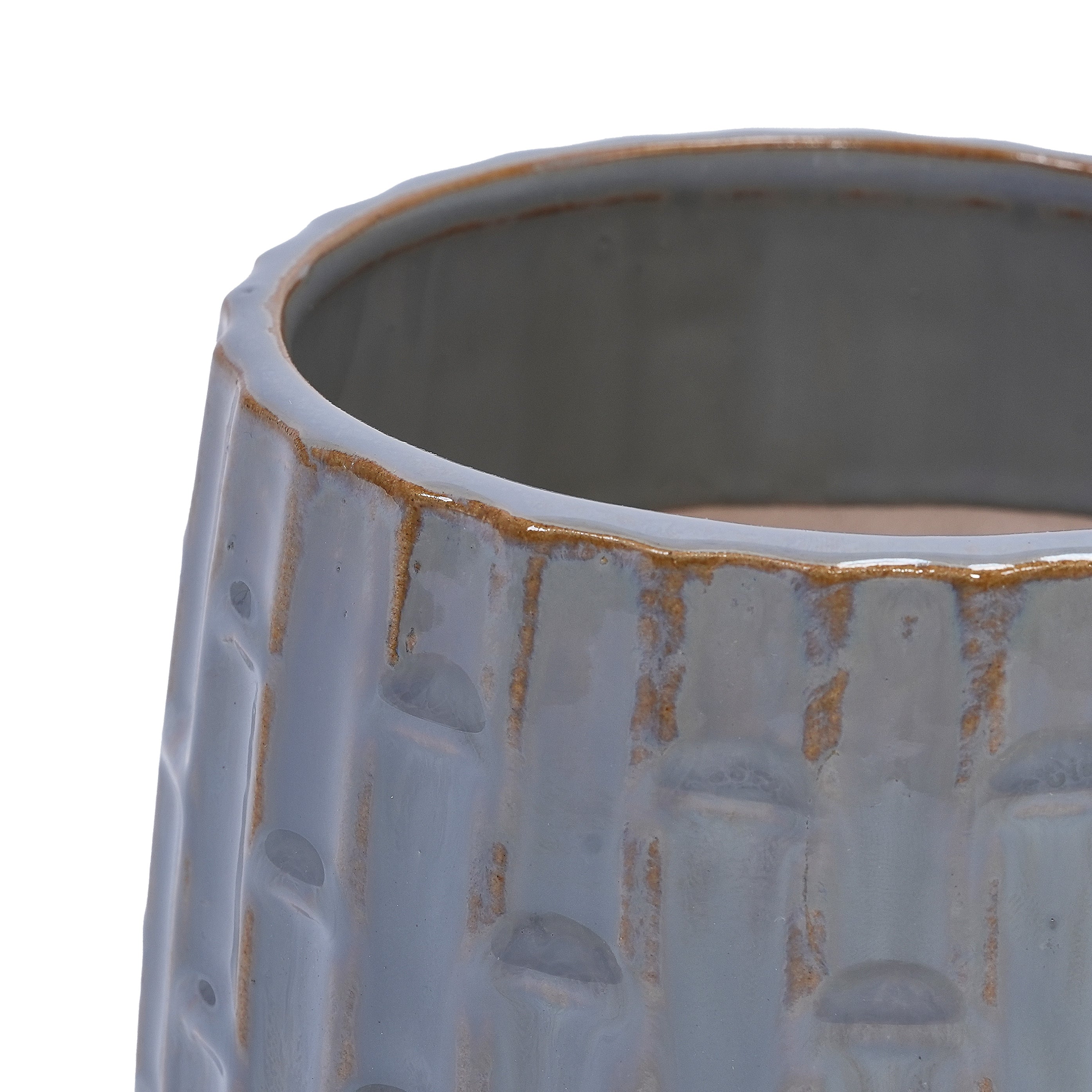 Set of 2 Ceramic Flowerpots - Gray