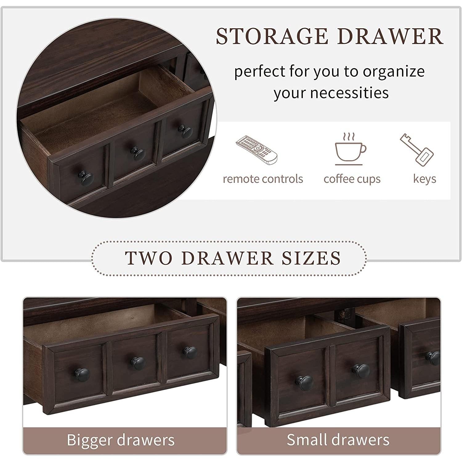 Rustic 60 Inch Console Table With Drawers in Mocha