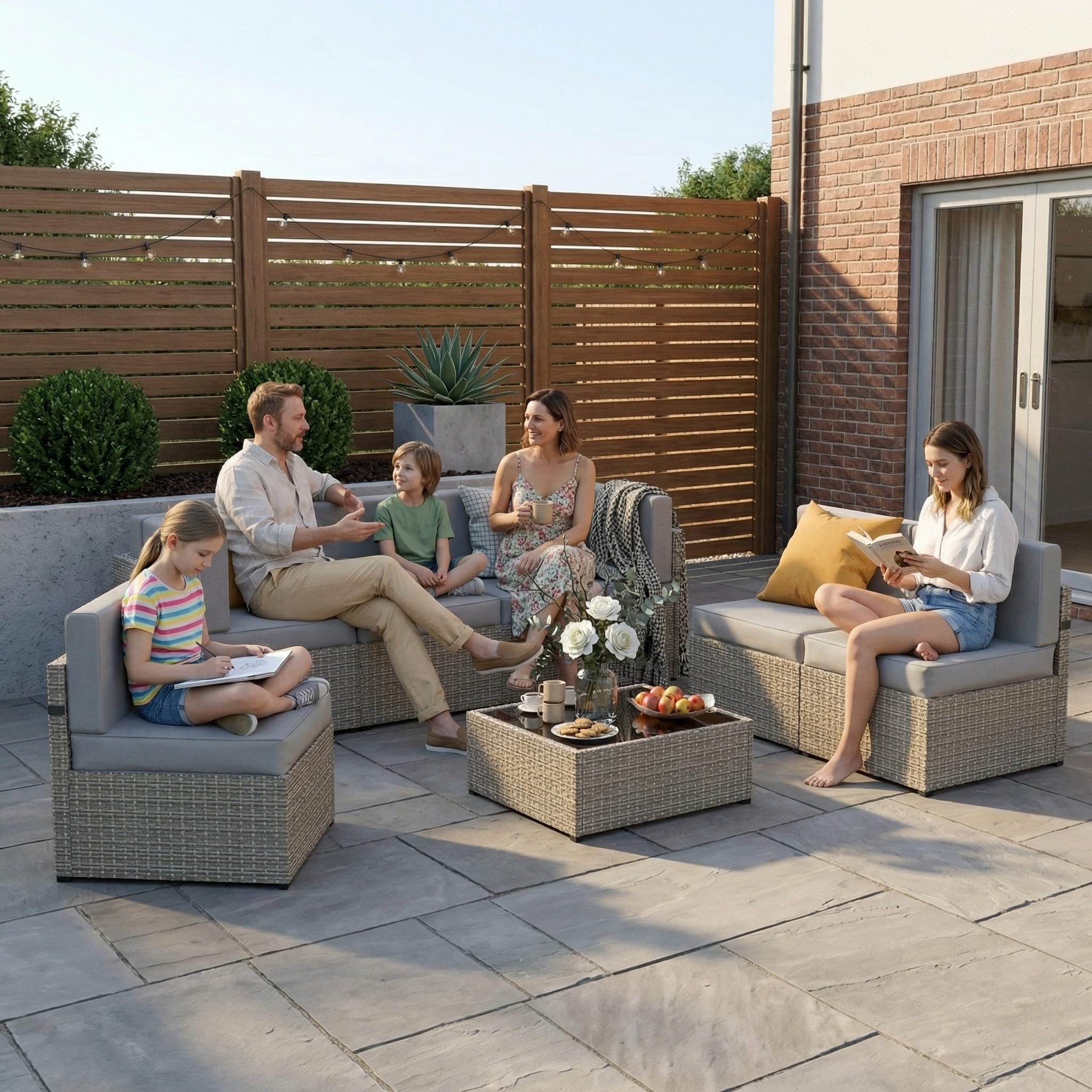 Rattan Outdoor Sectional Couch Set (7 Pieces) - 5 Colors