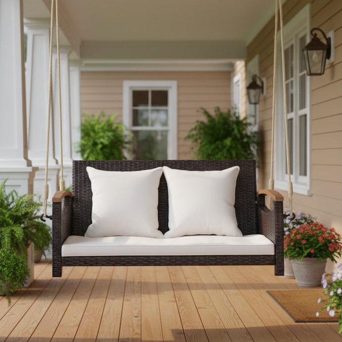 2-Person Patio Rattan Porch Swing