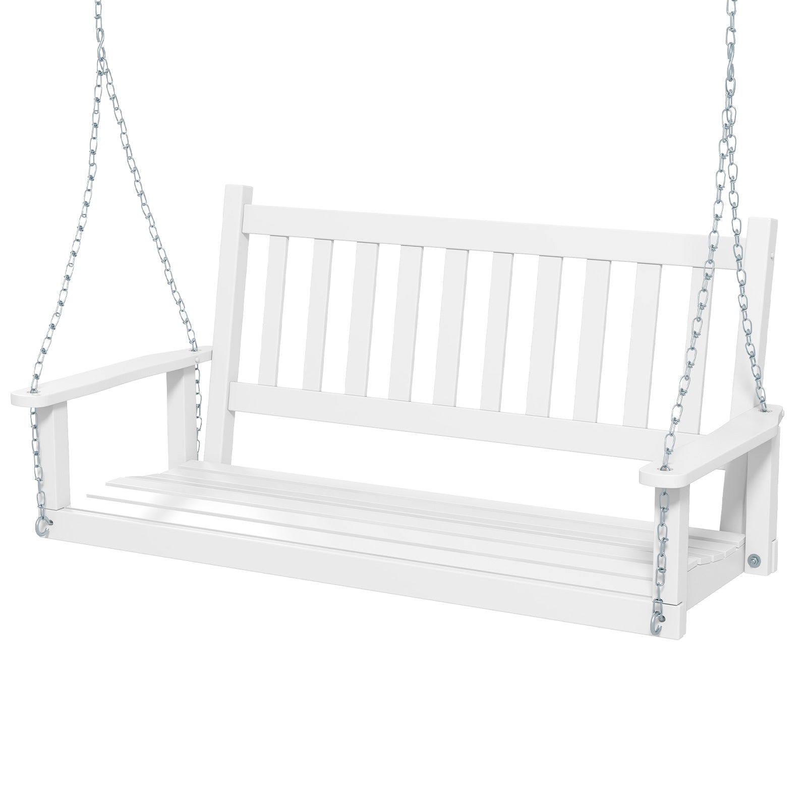2-Person Wooden Outdoor Porch Swing with 500 lbs Weight Capacity - Brown or White