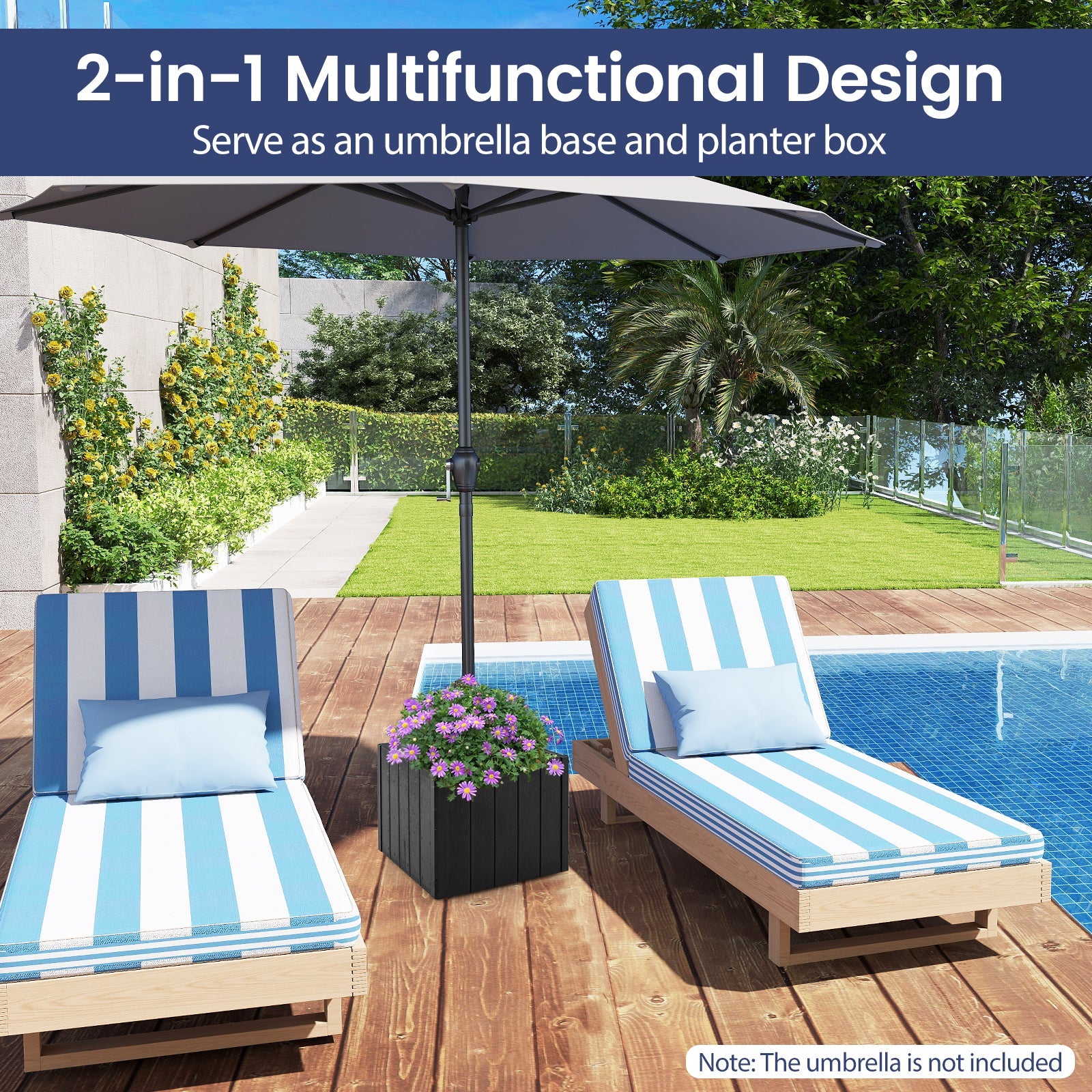 2-in-1 Outdoor Umbrella Base/Planter - Black