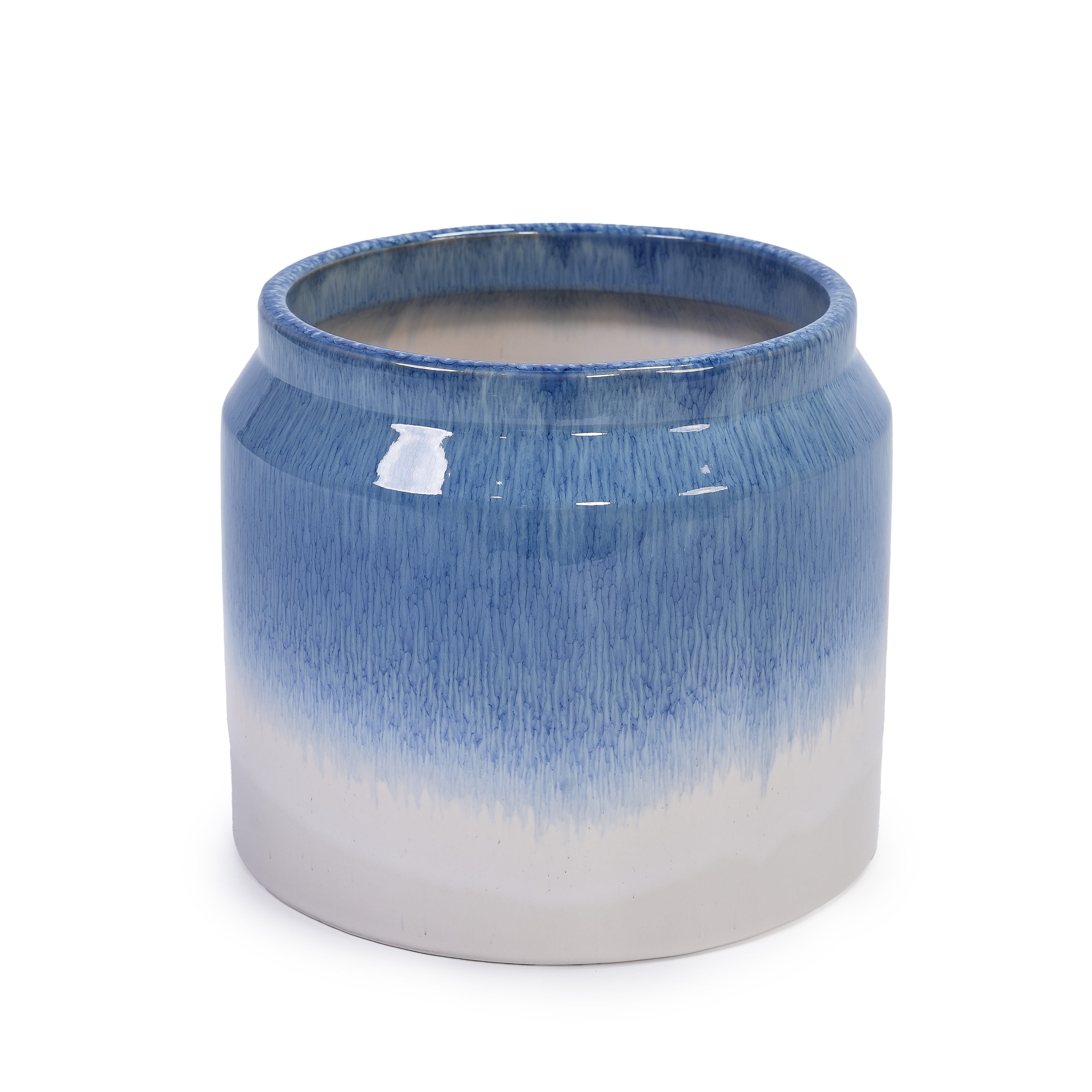 Set of 2 Gradient Ceramic Flowerpots - White/Blue