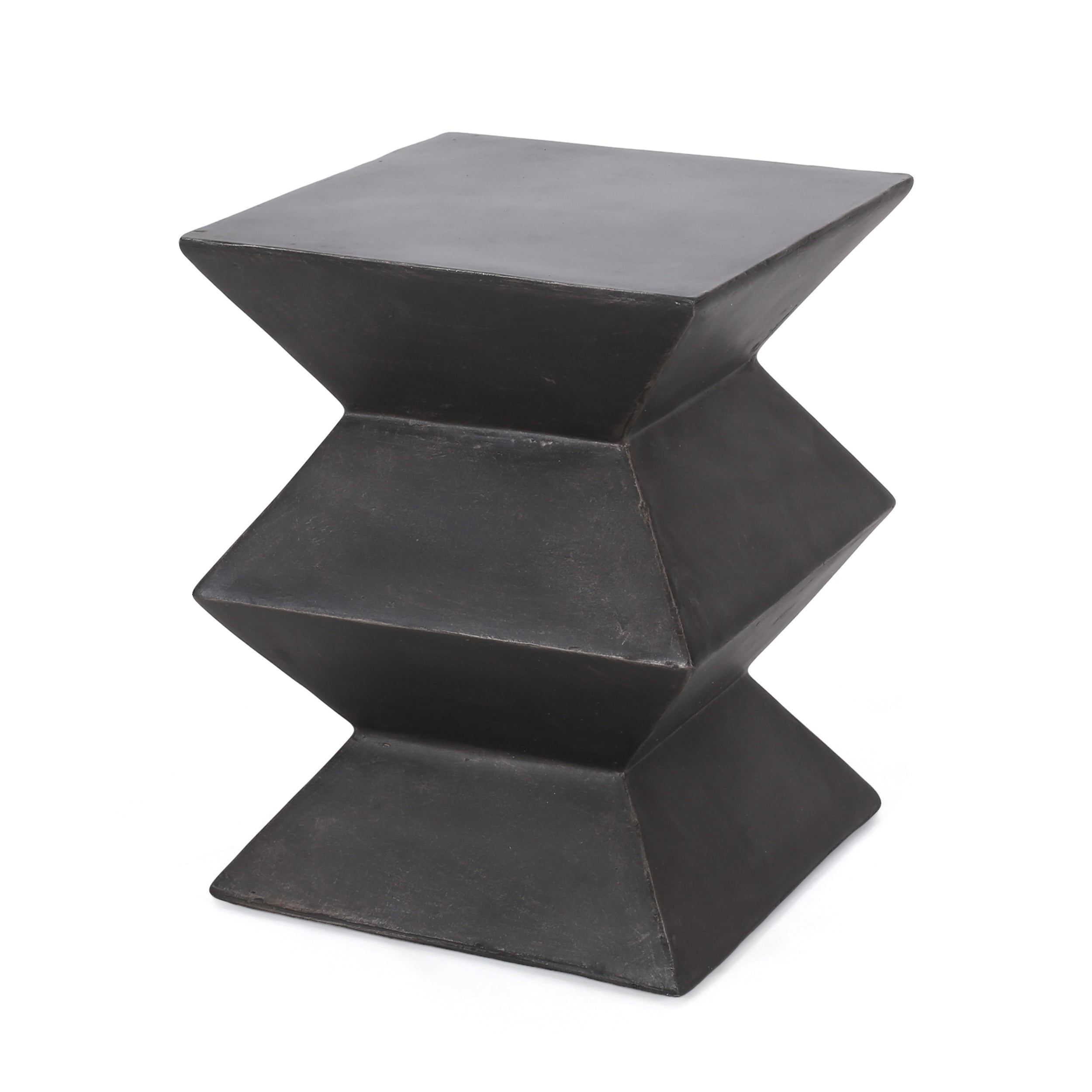 Indoor/Outdoor Lightweight Concrete Side Table in Metal Finish