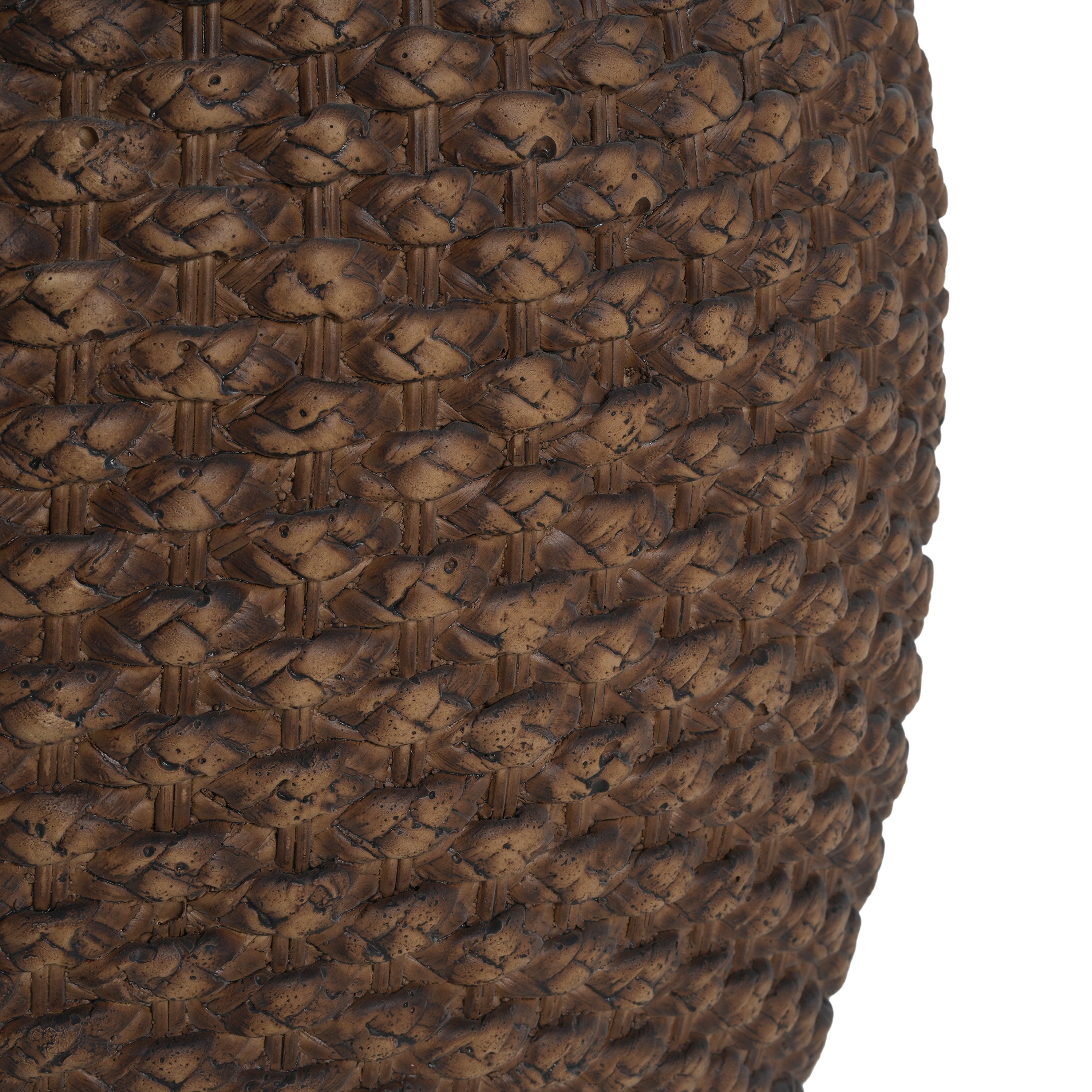 Faux Rattan Indoor/Outdoor Side Table - Brown