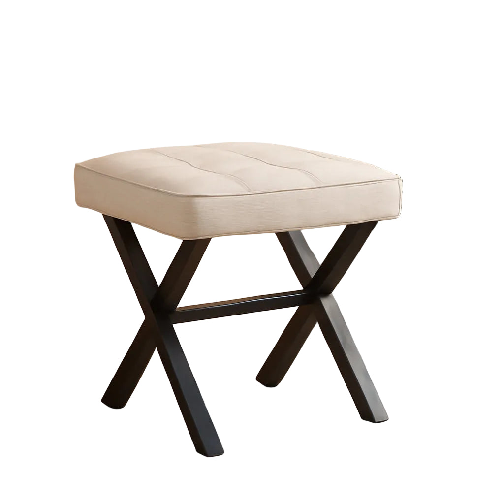 Linen Vanity Ottoman Foot Stool 16.9x12.9x18 Inches