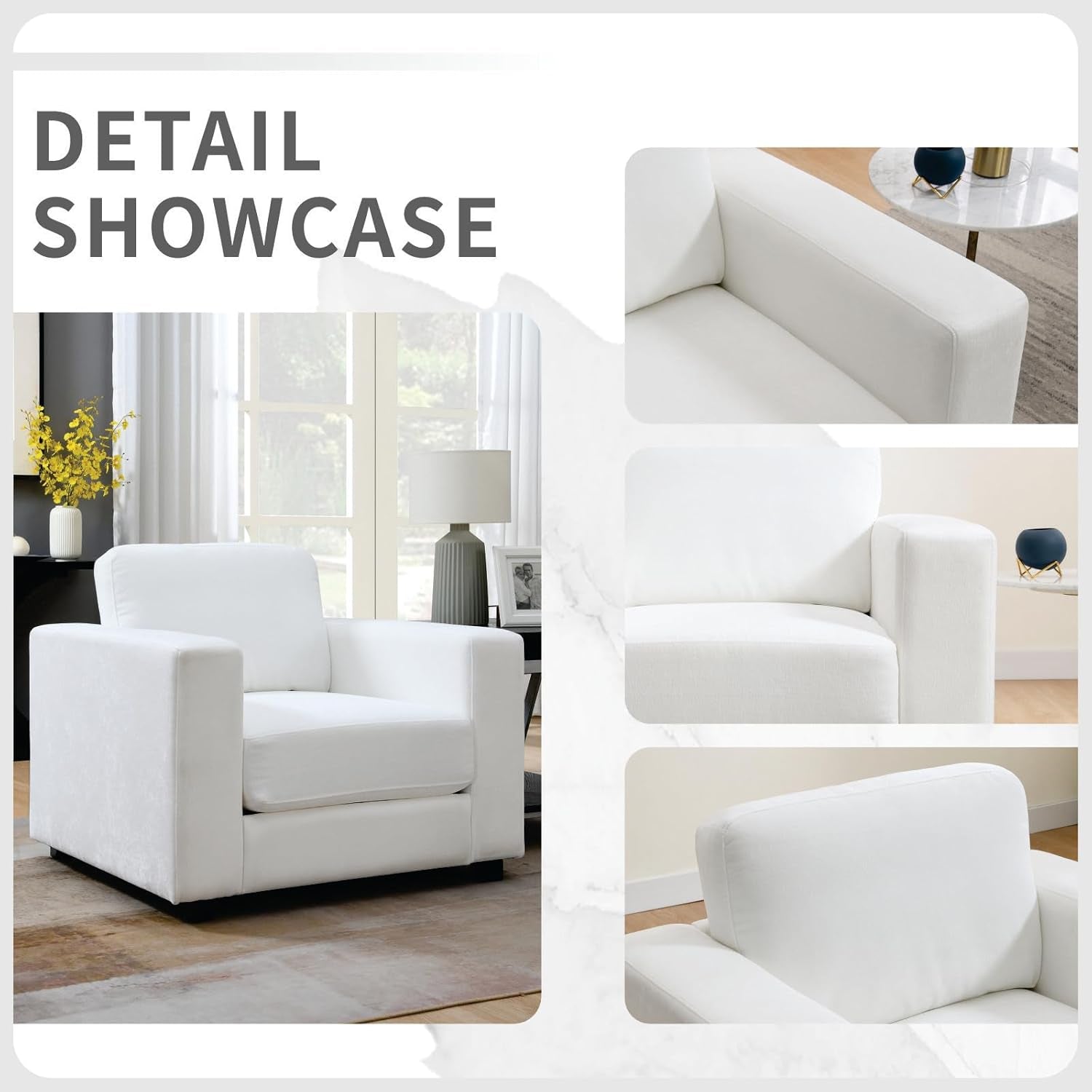 39 Inch Oversized Chenille Upholstered Accent Chair
