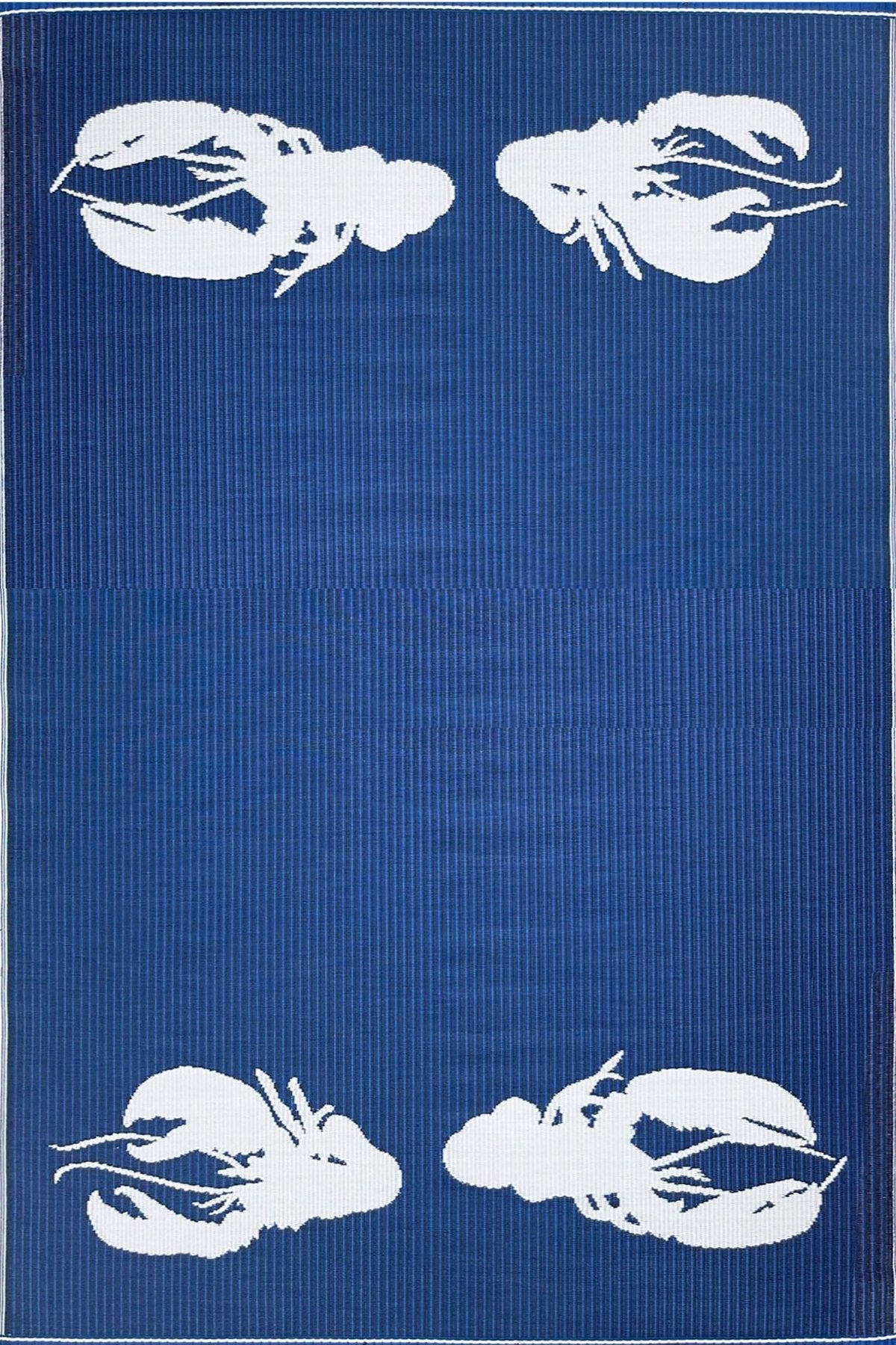 Four Lobster Blue & White Outdoor Mat