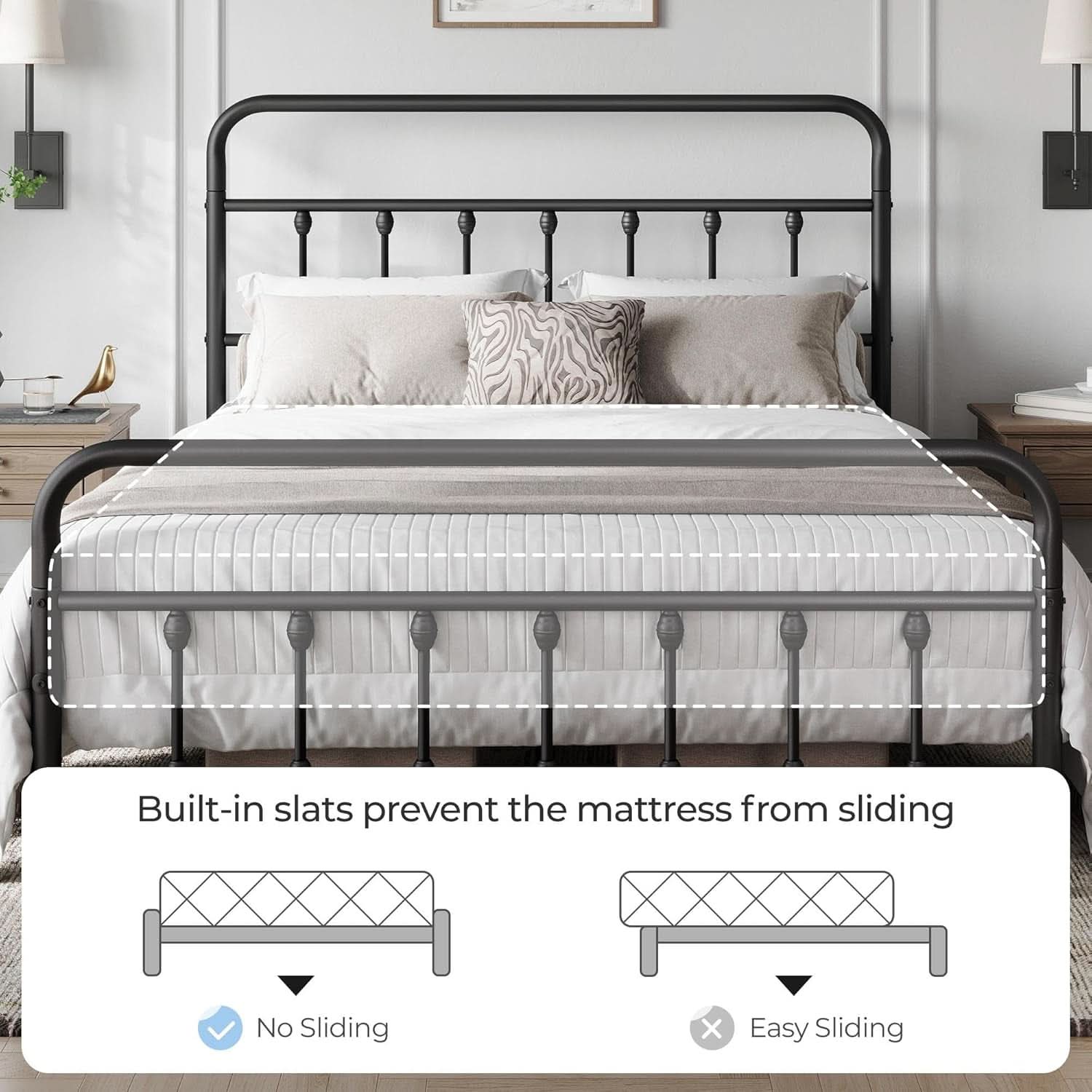 Queen Size Metal Platform Bed Frame