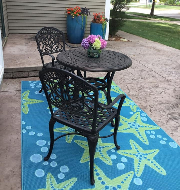 Starfish Blue & Green Reversible Outdoor Mat