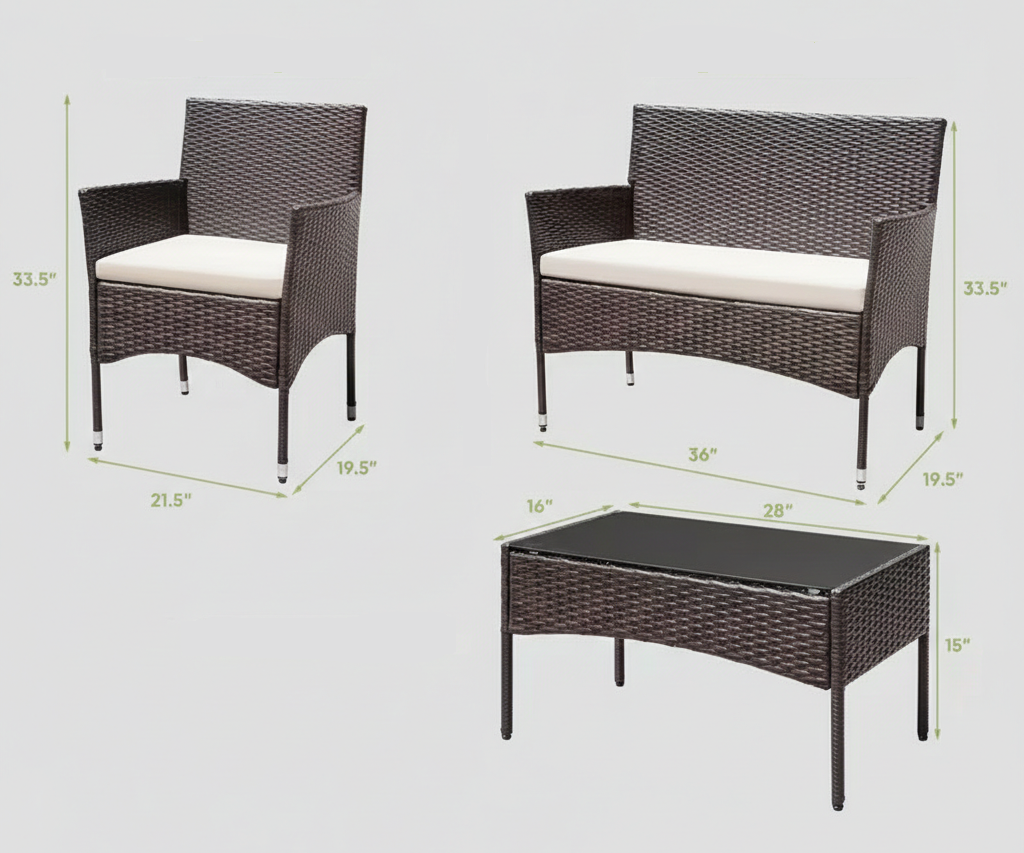 4 Pc Outdoor Patio Furniture Sets