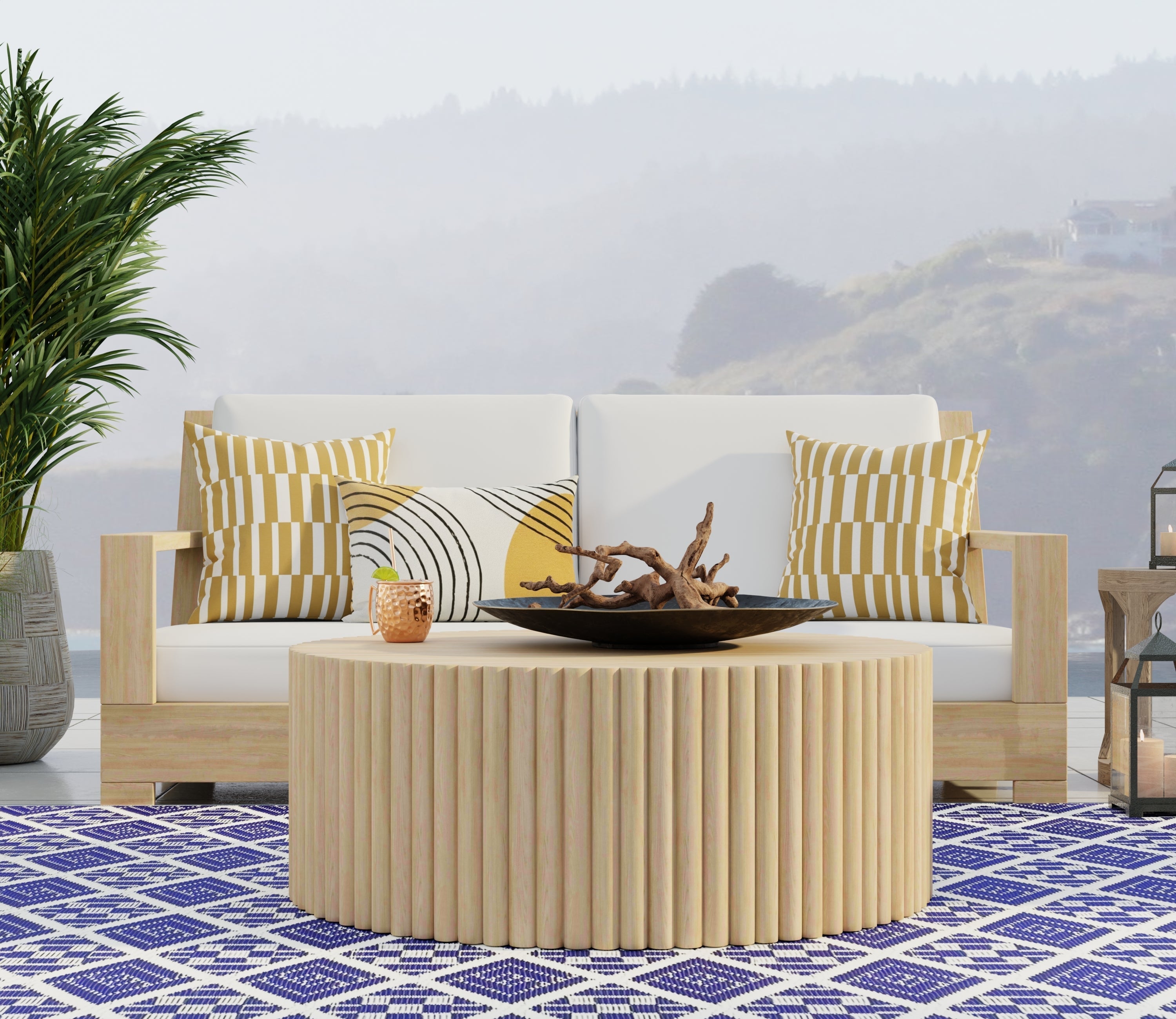 Scotch Blue & White Outdoor Mat