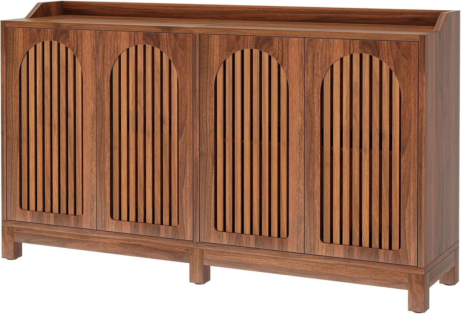 57 InchModern Farmhouse Sideboard Cabinet With Adjustable Shelves