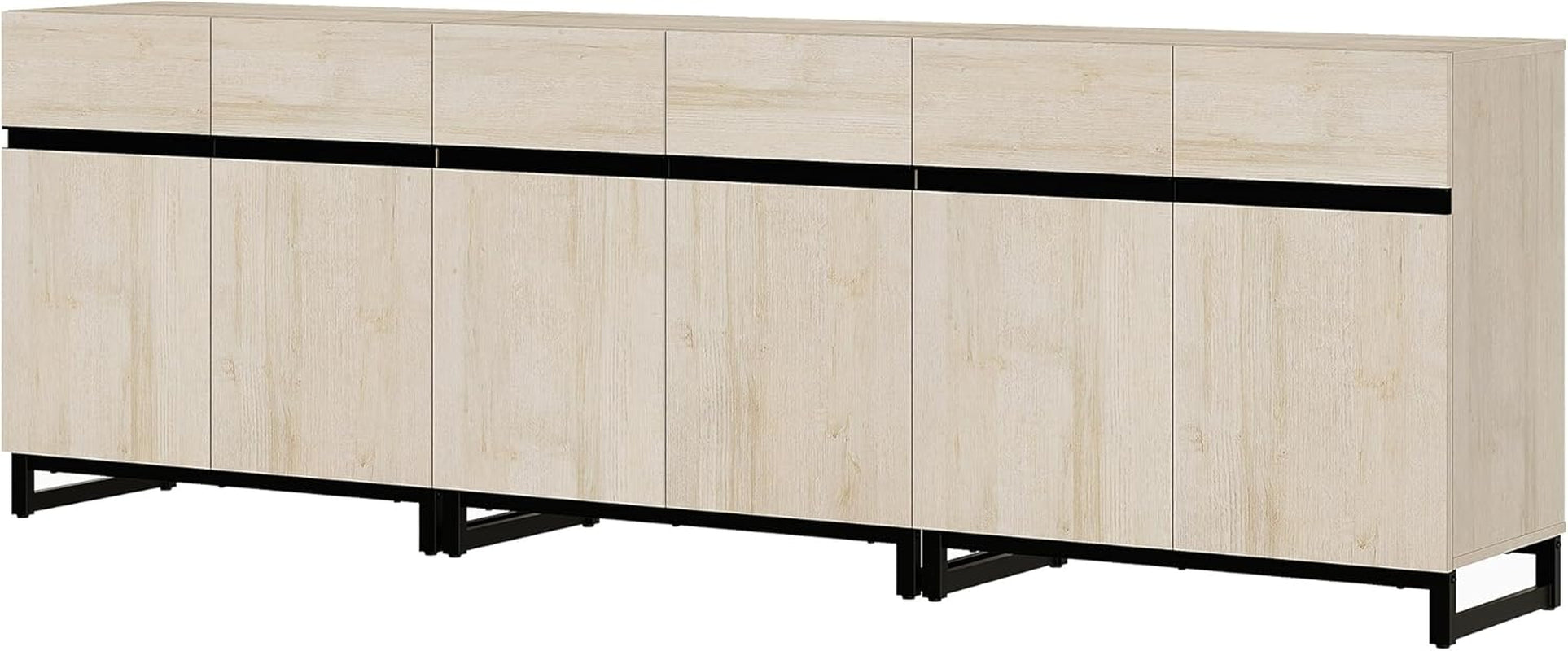 3 In 1 Multifunctional Sideboard Buffet Cabinet With Adjustable Shelves In Light Oak