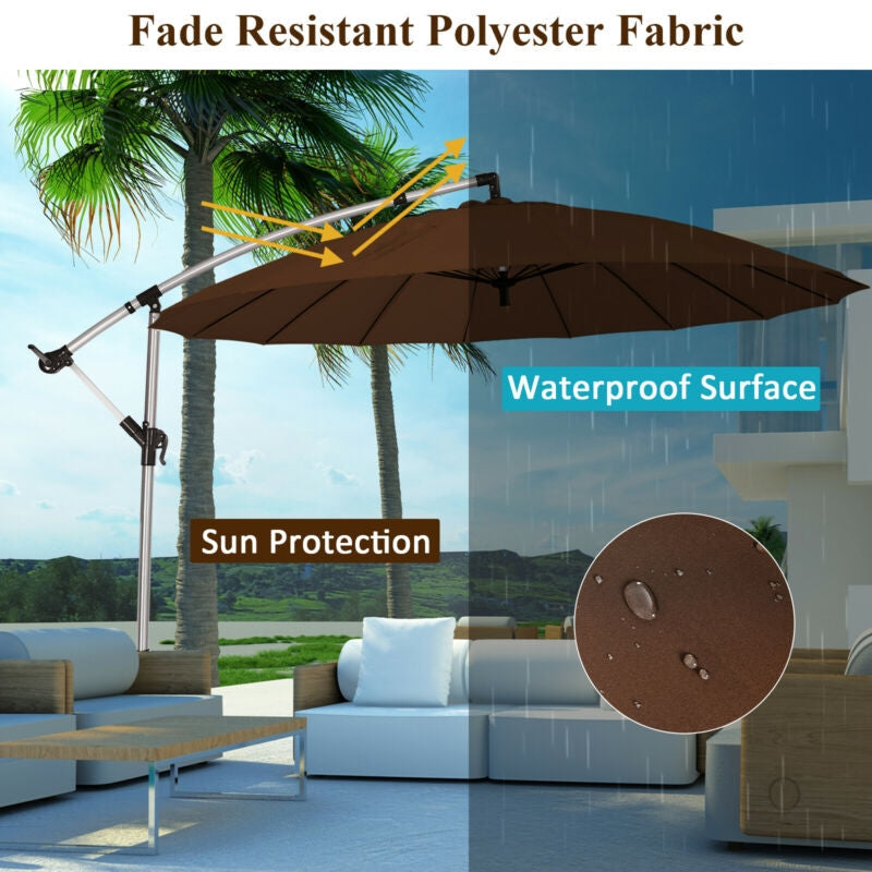 10 Ft Patio Offset Umbrella - Brown