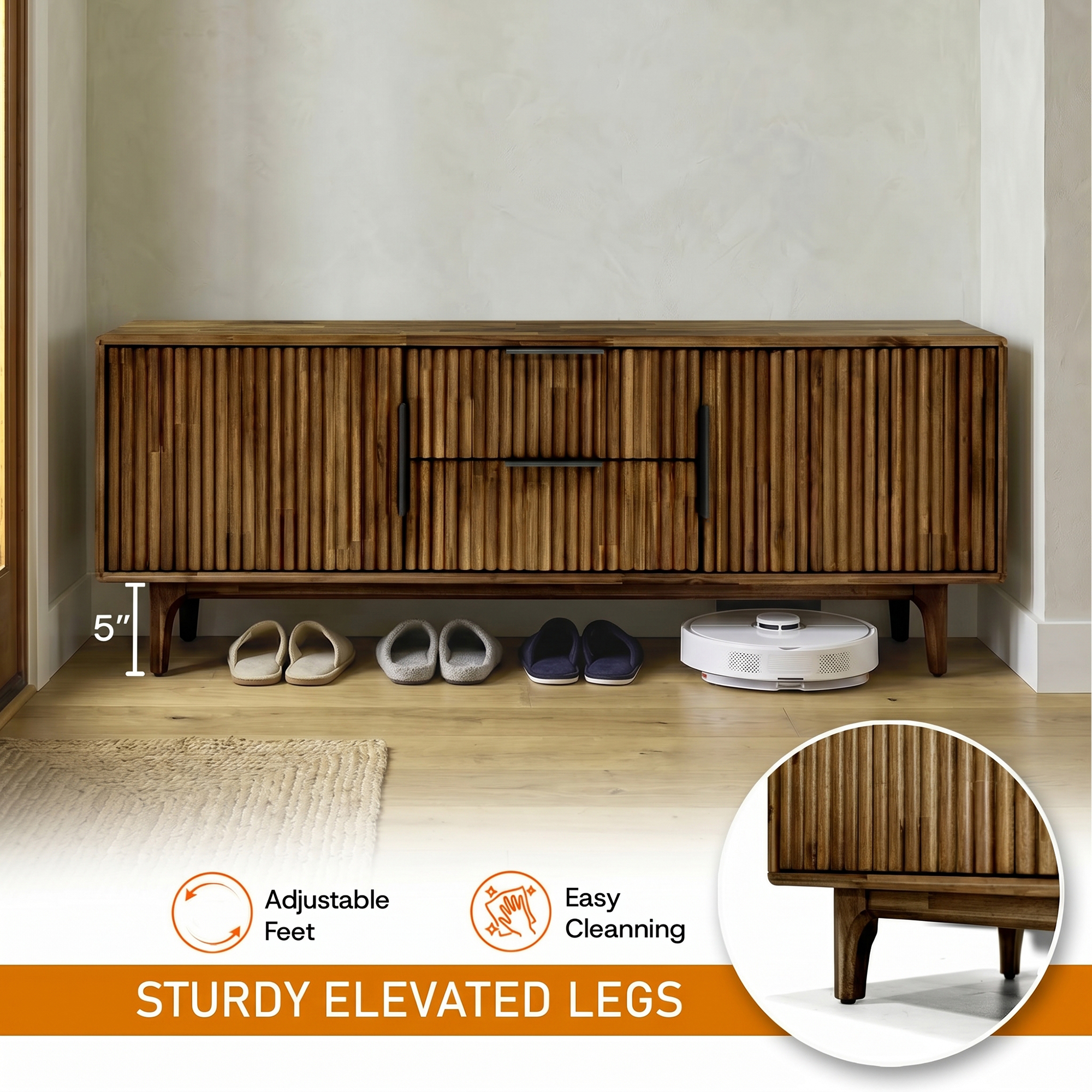 Bosk Solid Wood Storage Bench in Walnut or Natural