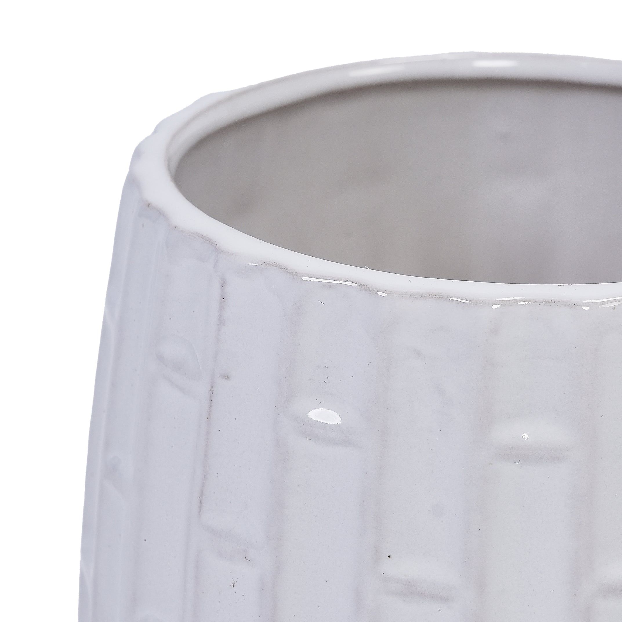 Set of 2 Patterned Ceramic Planters - White