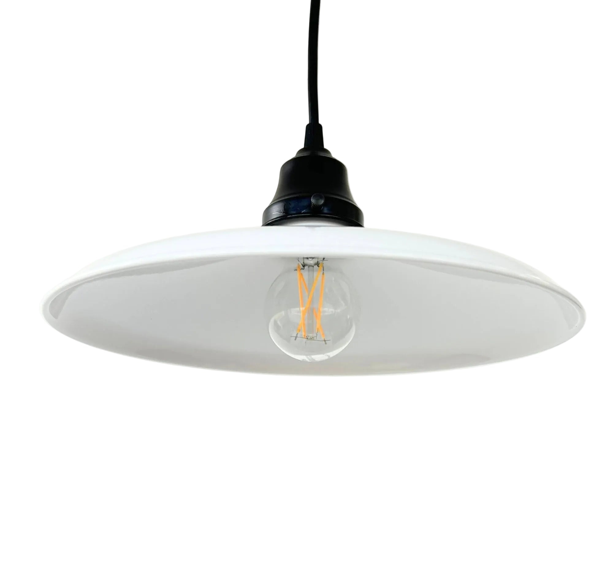 White Enamel Barn Pendant Light – Farmhouse Industrial Ceiling Fixture