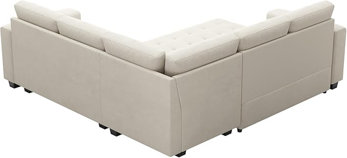 Belffin Modular Sectional Sleeper Sofa with Pull Out Couch Bed in Beige Velvet