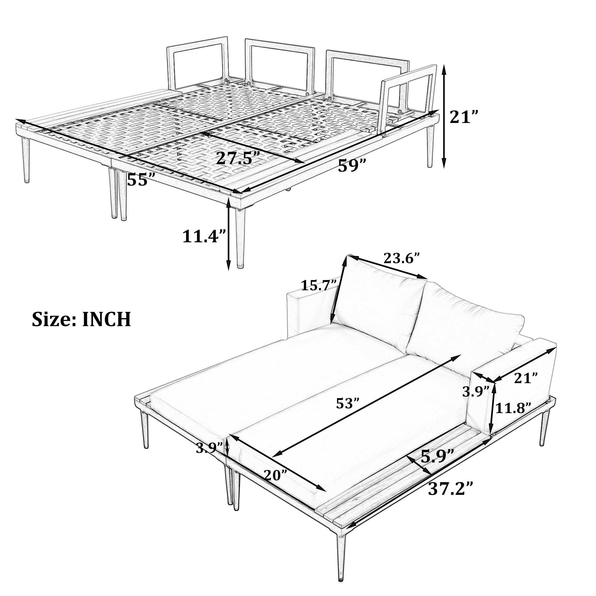 Outdoor Daybed - Double (2-in-1)