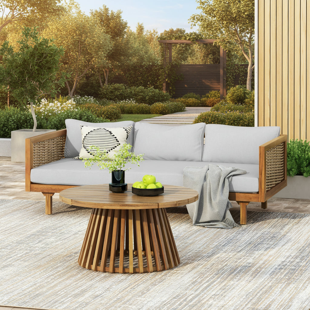 2 Piece Set - CLAREMONT 3 SEATER DAYBED + ACACIA WOOD TABLE