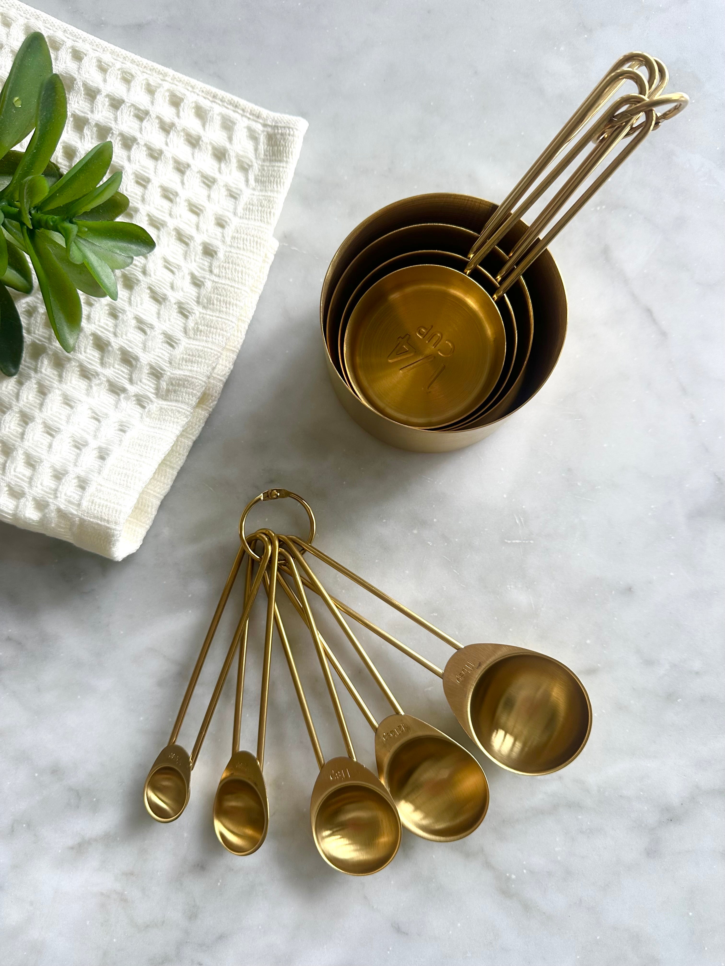 Solid Gold Measuring Cups & Spoons, Set of 9